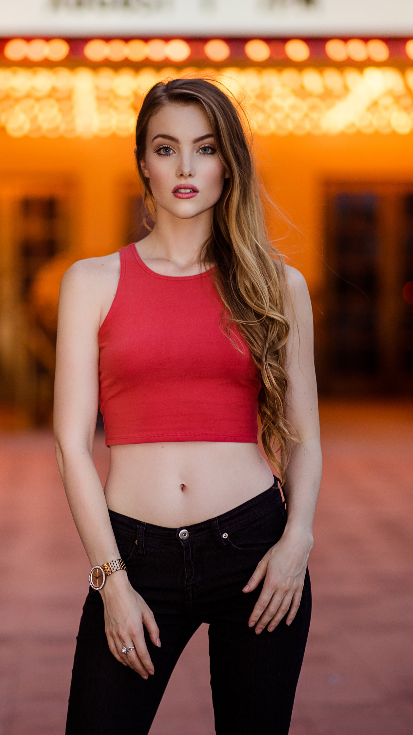 Обои джинсы, фэшн, красота, розовый, желтый в разрешении 1440x2560