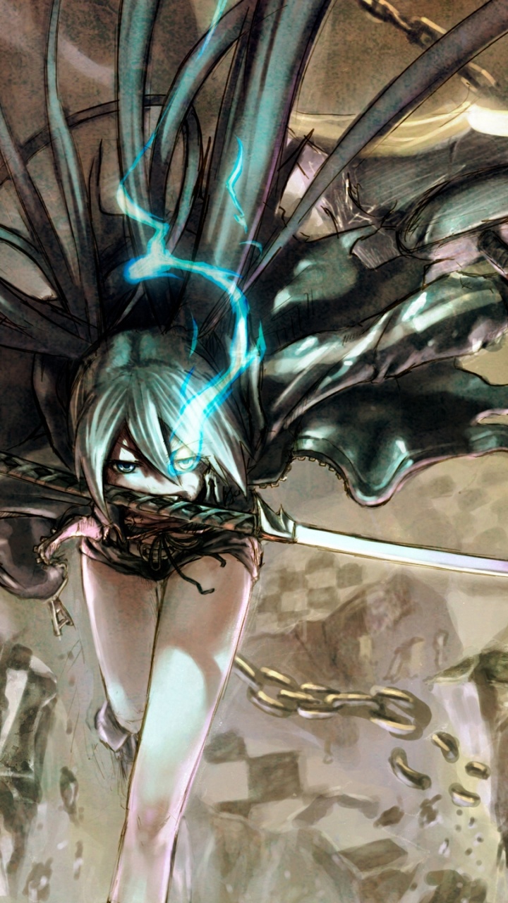 Обои фикция, фантастика, Хацунэ Мику, черный рок шутер в разрешении 720x1280