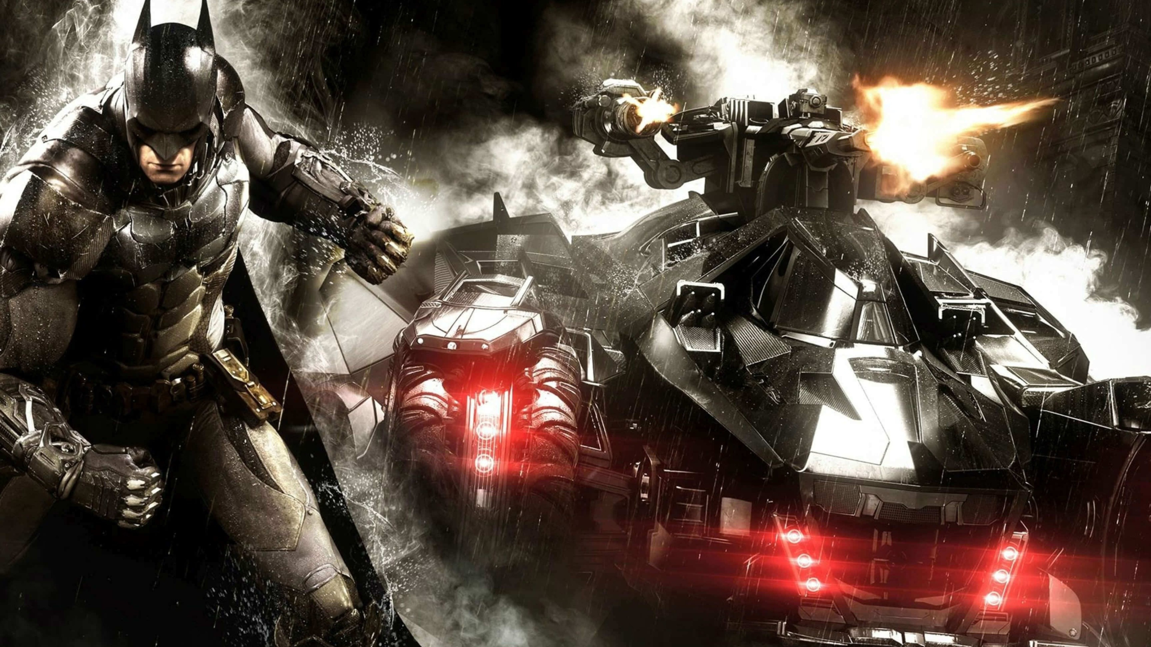 Обои Бэтмен рыцарь аркхема, Бэтмен аркхем Сити, Бэтмен, бэтмобиль, рокстеди студиос в разрешении 3840x2160