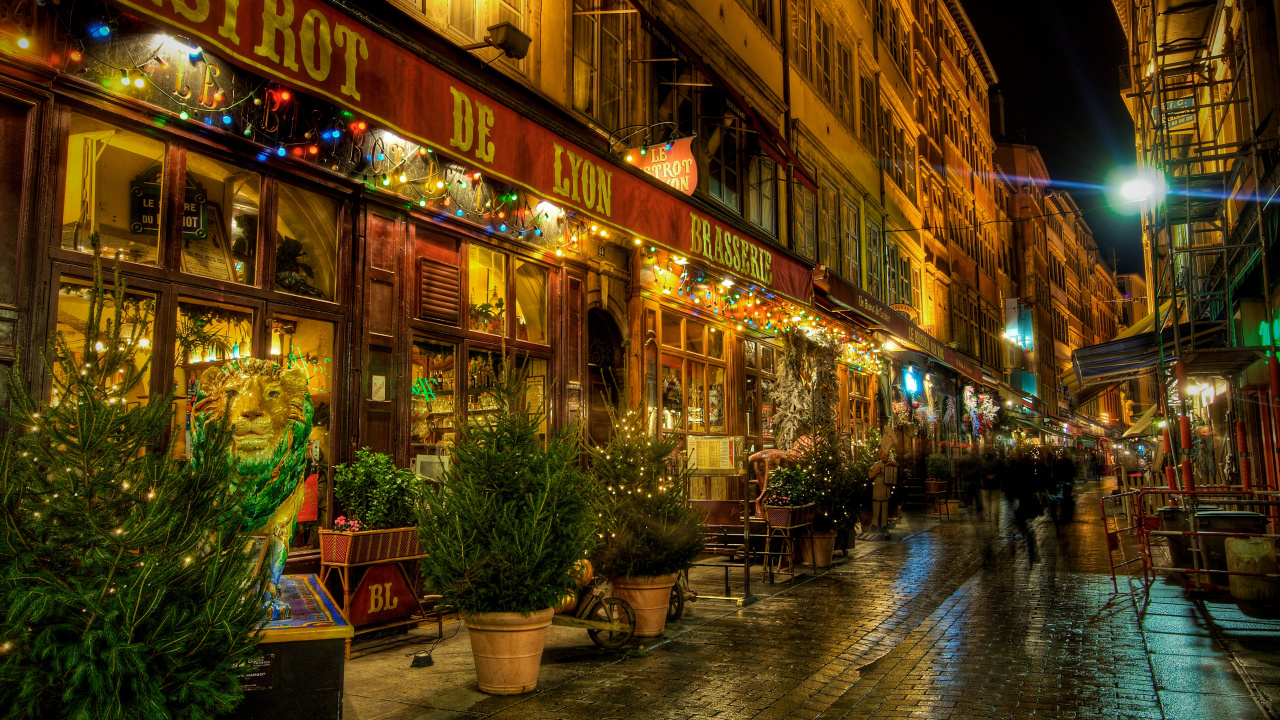 Обои ночь, улица, городок, город, деловой район в разрешении 1280x720