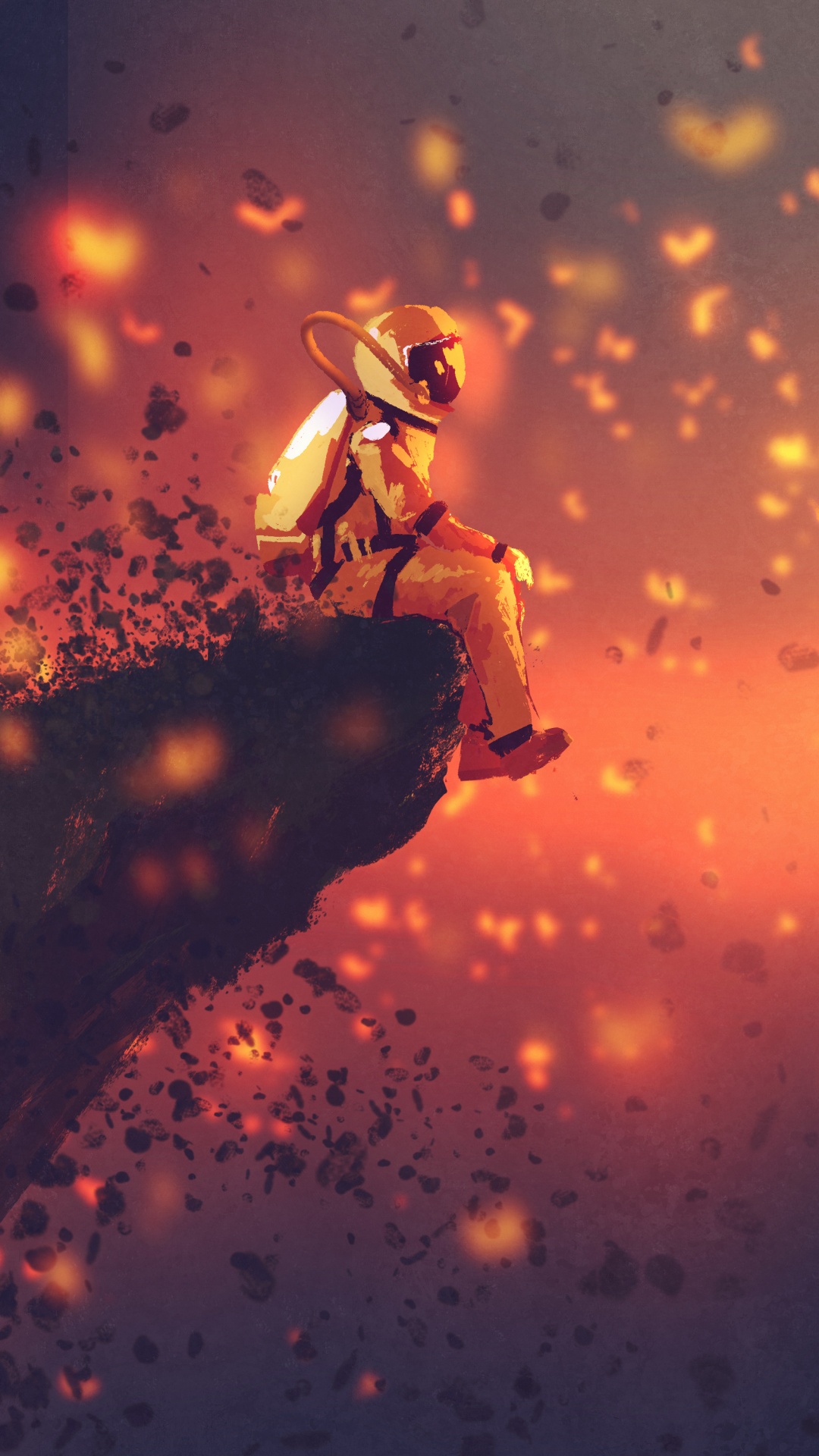 Обои иллюстрация, Апельсин, тепло, облако, атмосфера в разрешении 1080x1920