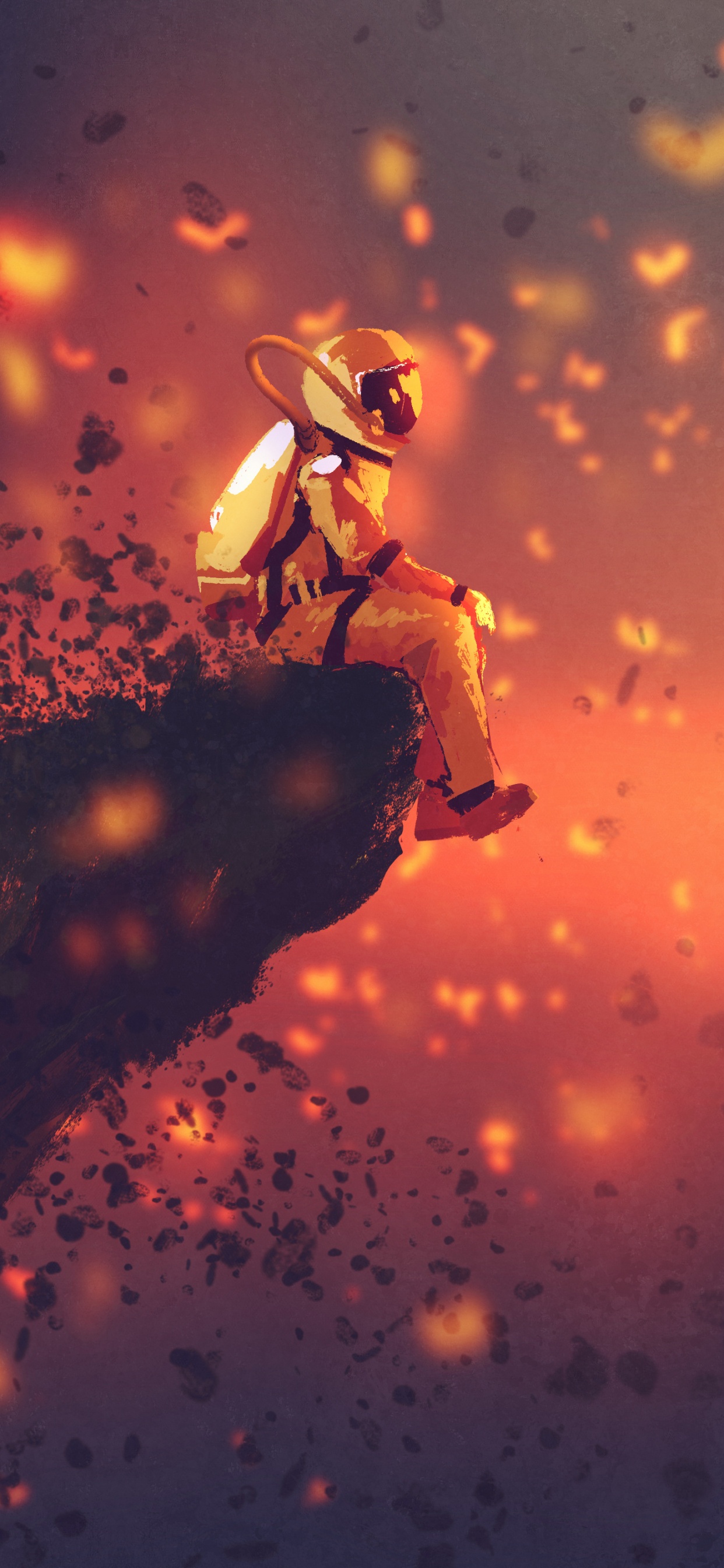 Обои иллюстрация, Апельсин, тепло, облако, атмосфера в разрешении 1242x2688