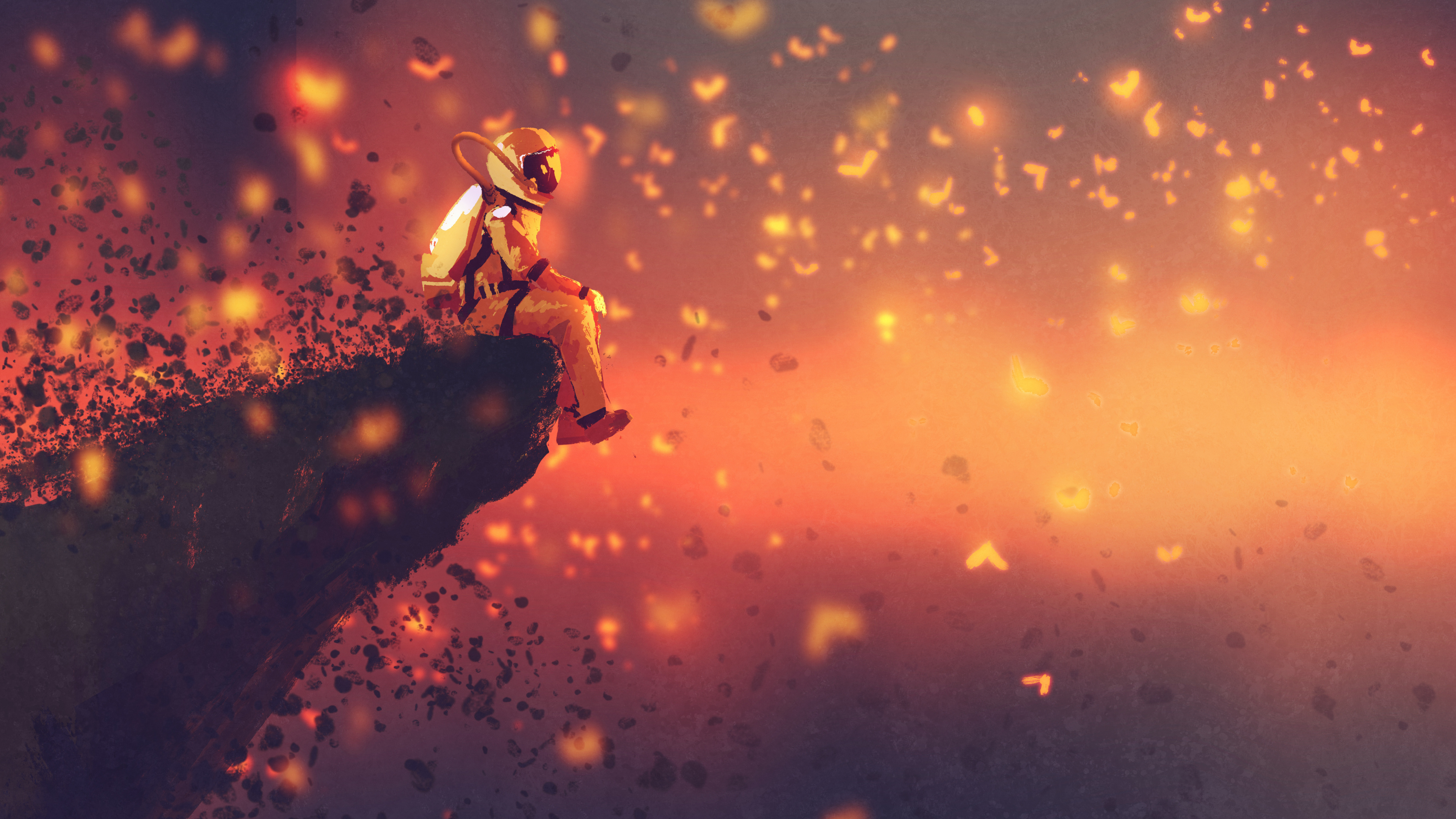 Обои иллюстрация, Апельсин, тепло, облако, атмосфера в разрешении 3840x2160