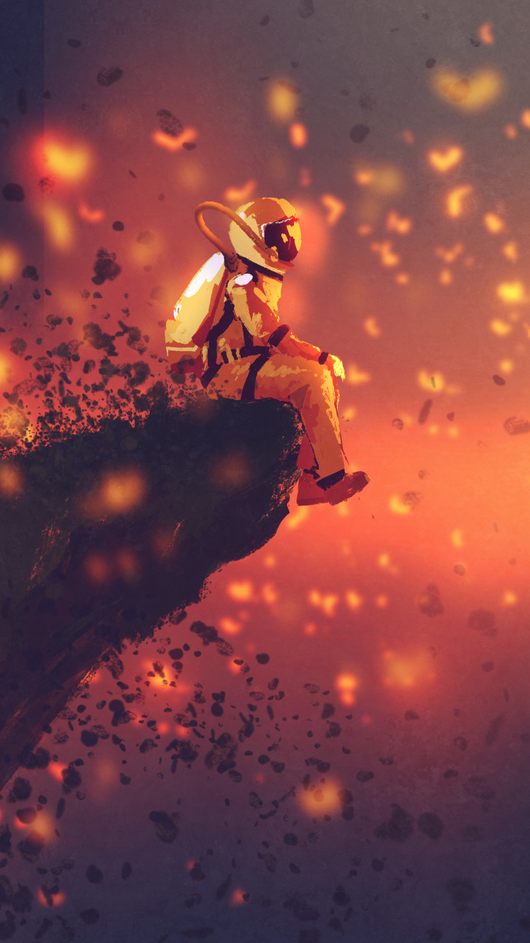 Обои иллюстрация, Апельсин, тепло, облако, атмосфера в разрешении 750x1334