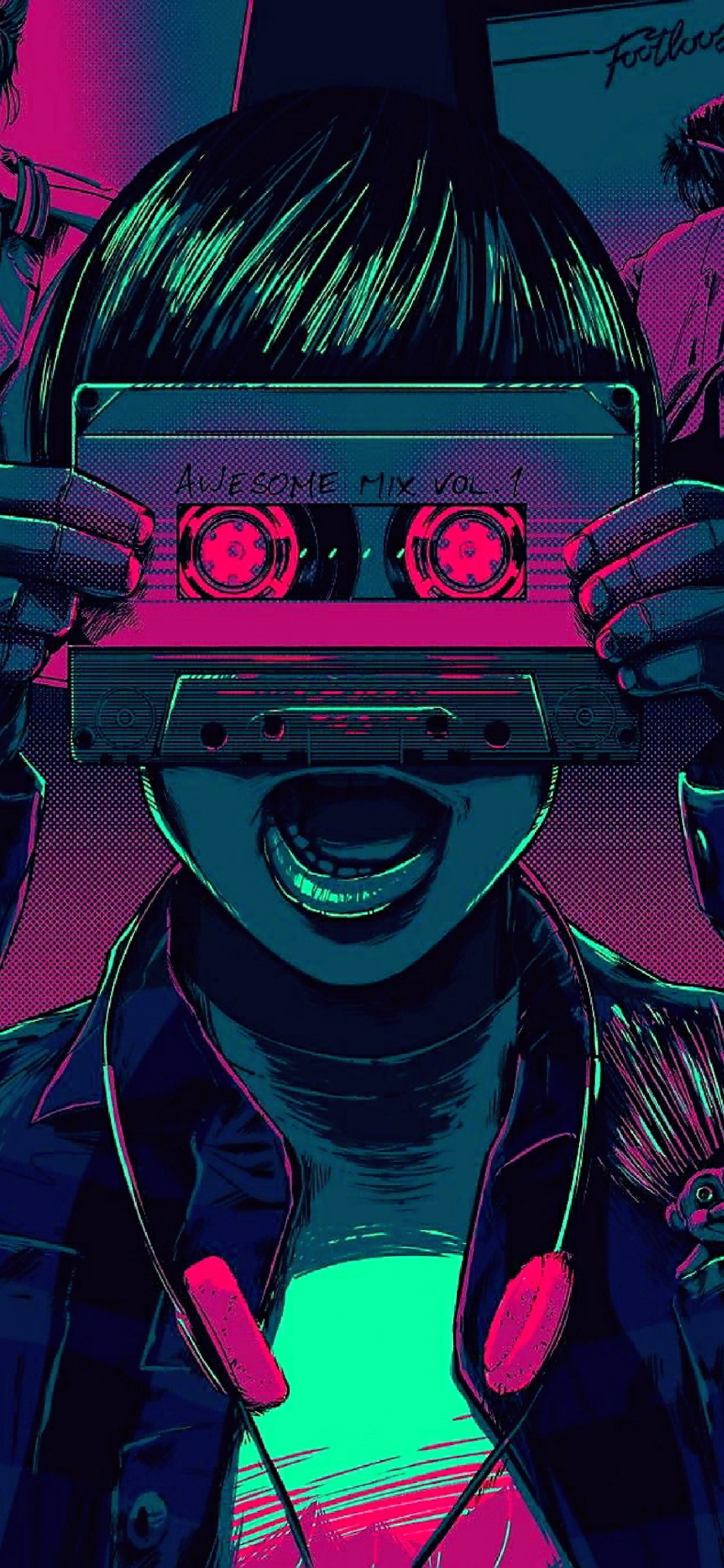 Обои эстетика, Ретровейв, Synthwave, пурпурный цвет, красный цвет в разрешении 1125x2436