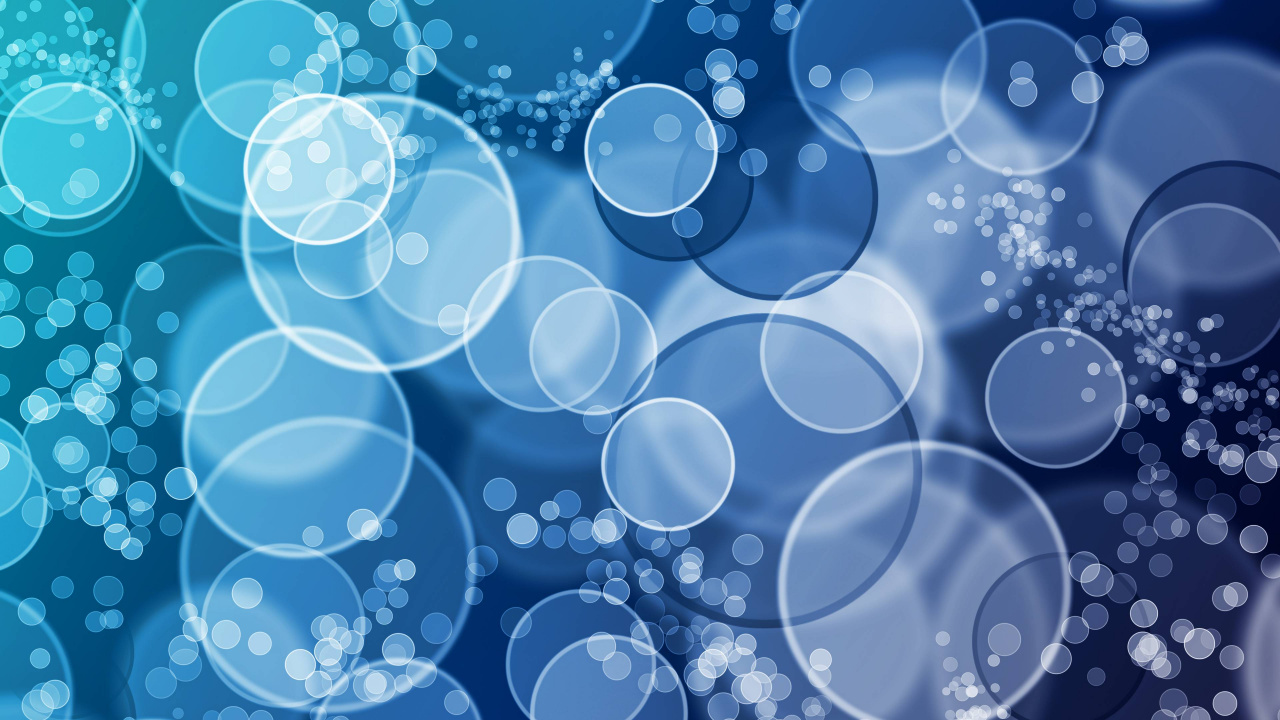 Обои синий, вода, узор, круг, жидкость пузырь в разрешении 1280x720