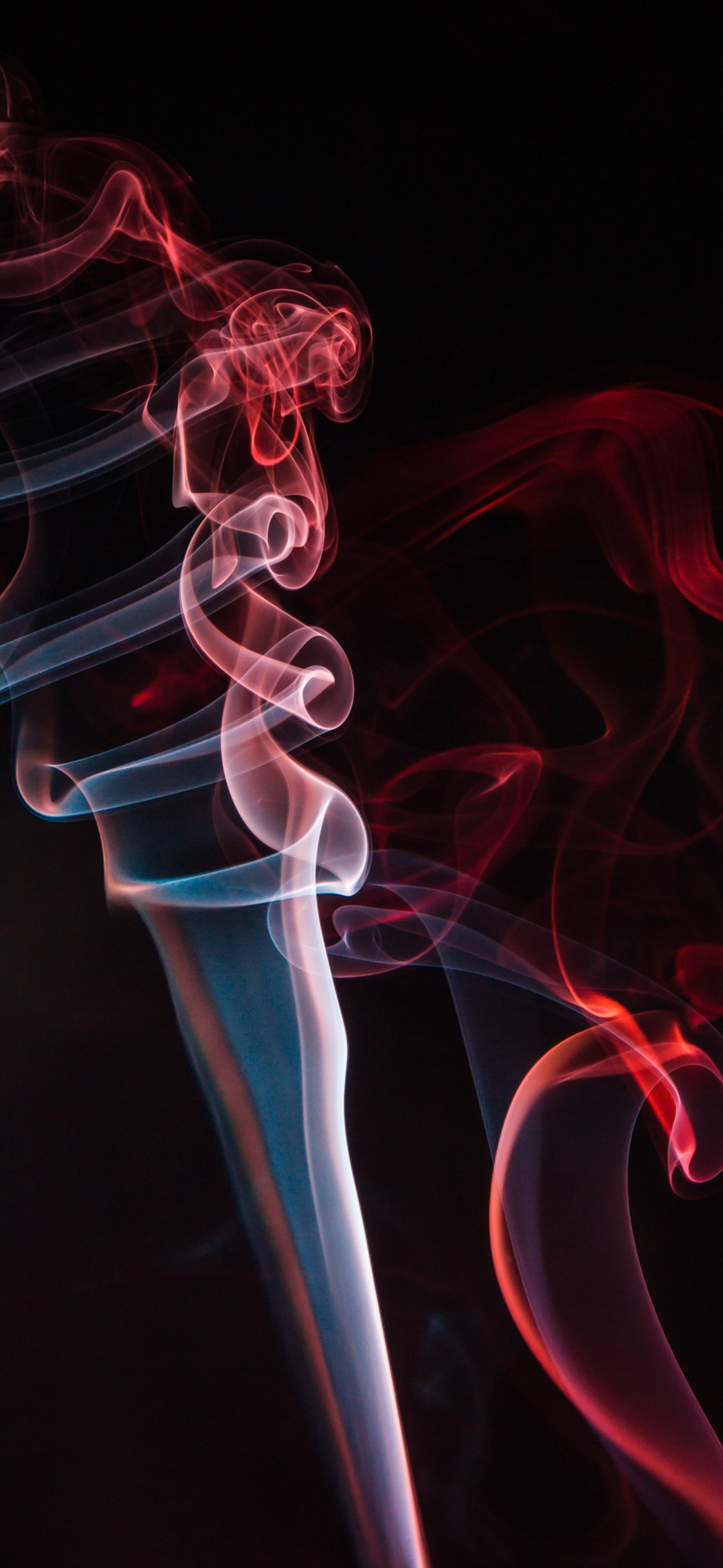Обои дым, красный цвет, графический дизайн, графика, цвет в разрешении 1125x2436