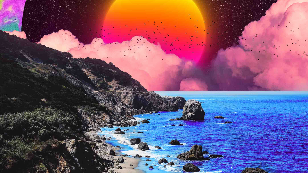 Обои природа, арт, живопись, вода, атмосфера в разрешении 1280x720