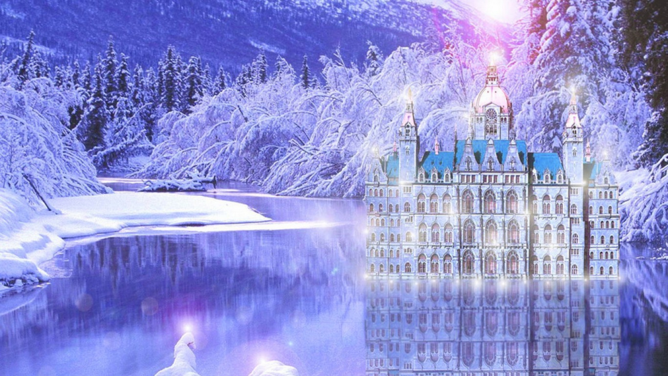 Обои лед, природа, замораживание, пурпур, вода в разрешении 2560x1440