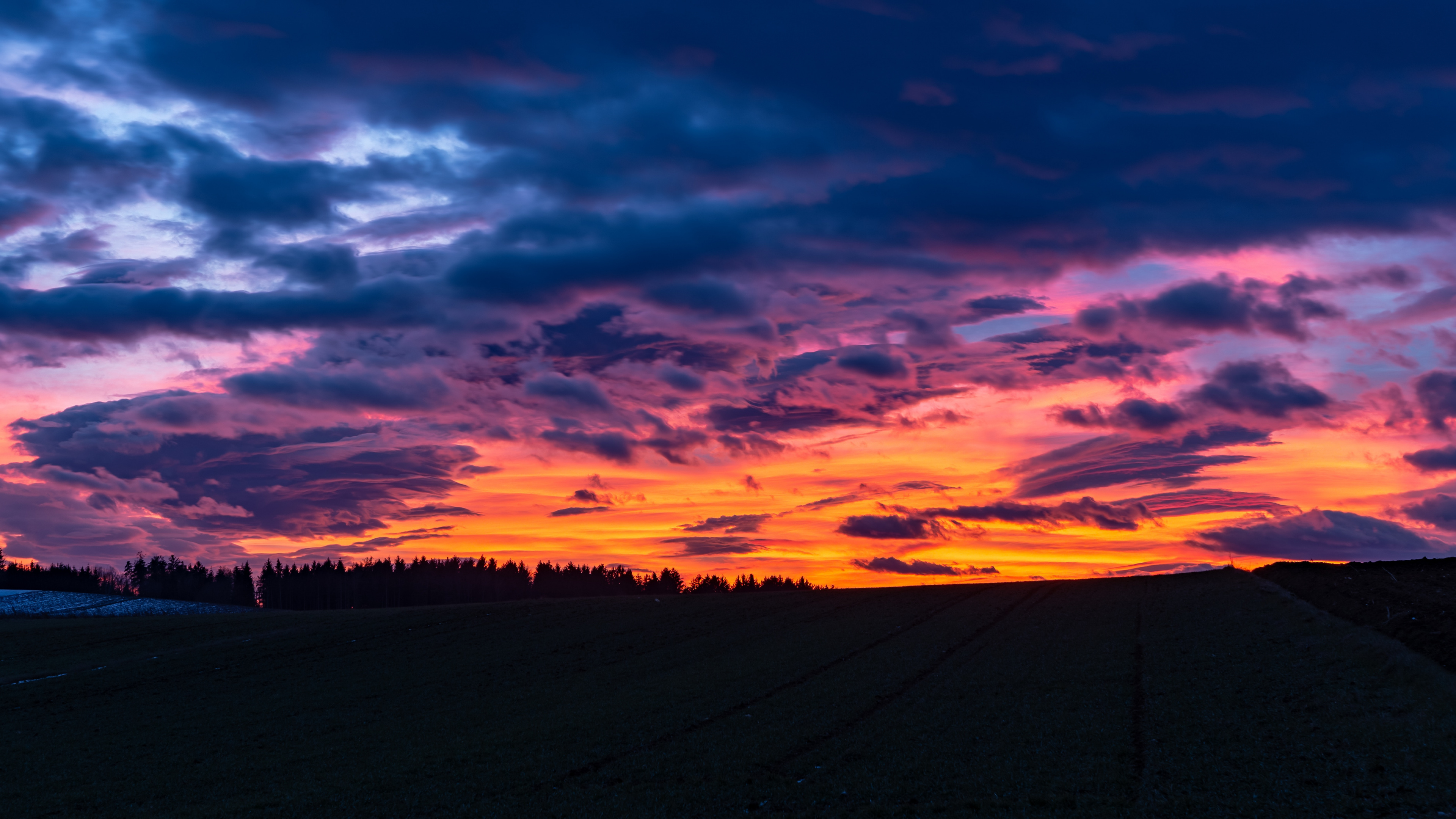 Обои закат, послесвечение, облако, горизонт, восход солнца в разрешении 3840x2160