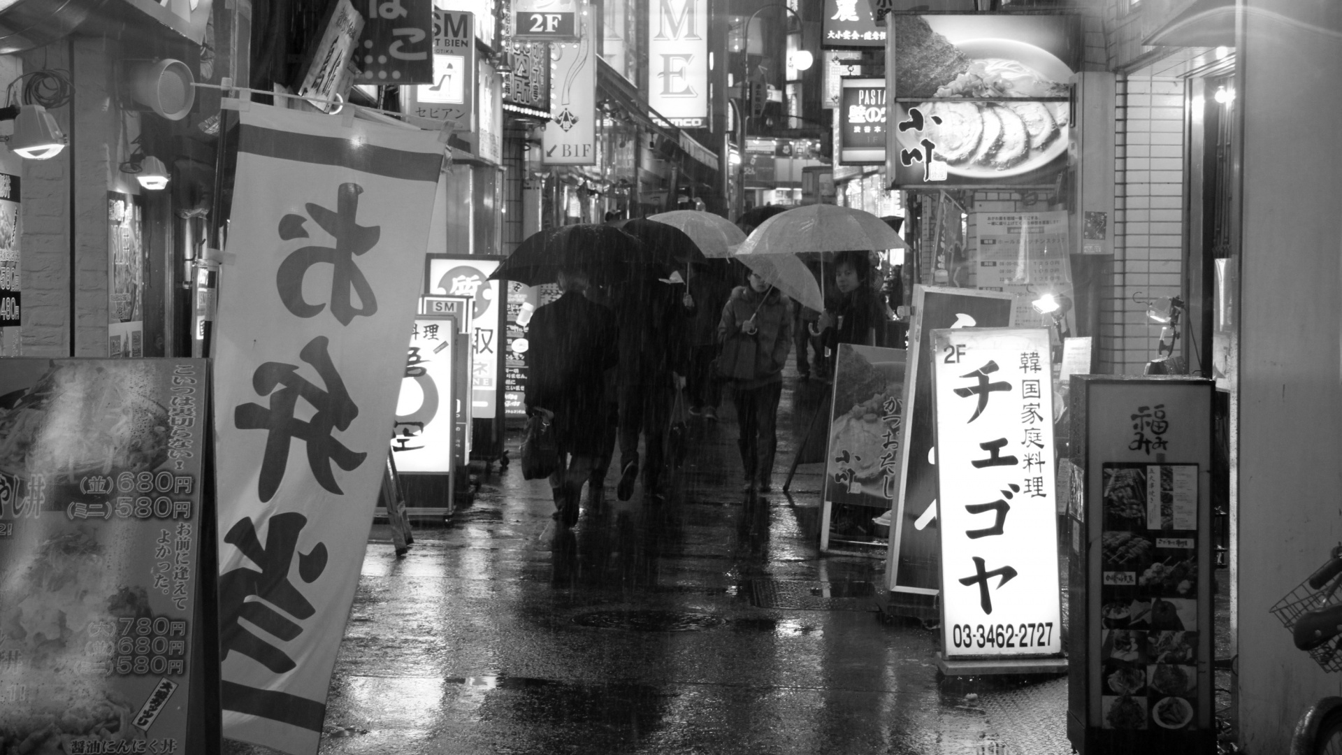 Обои Токио, черный и белый, монохромный, снимок, улица в разрешении 1920x1080