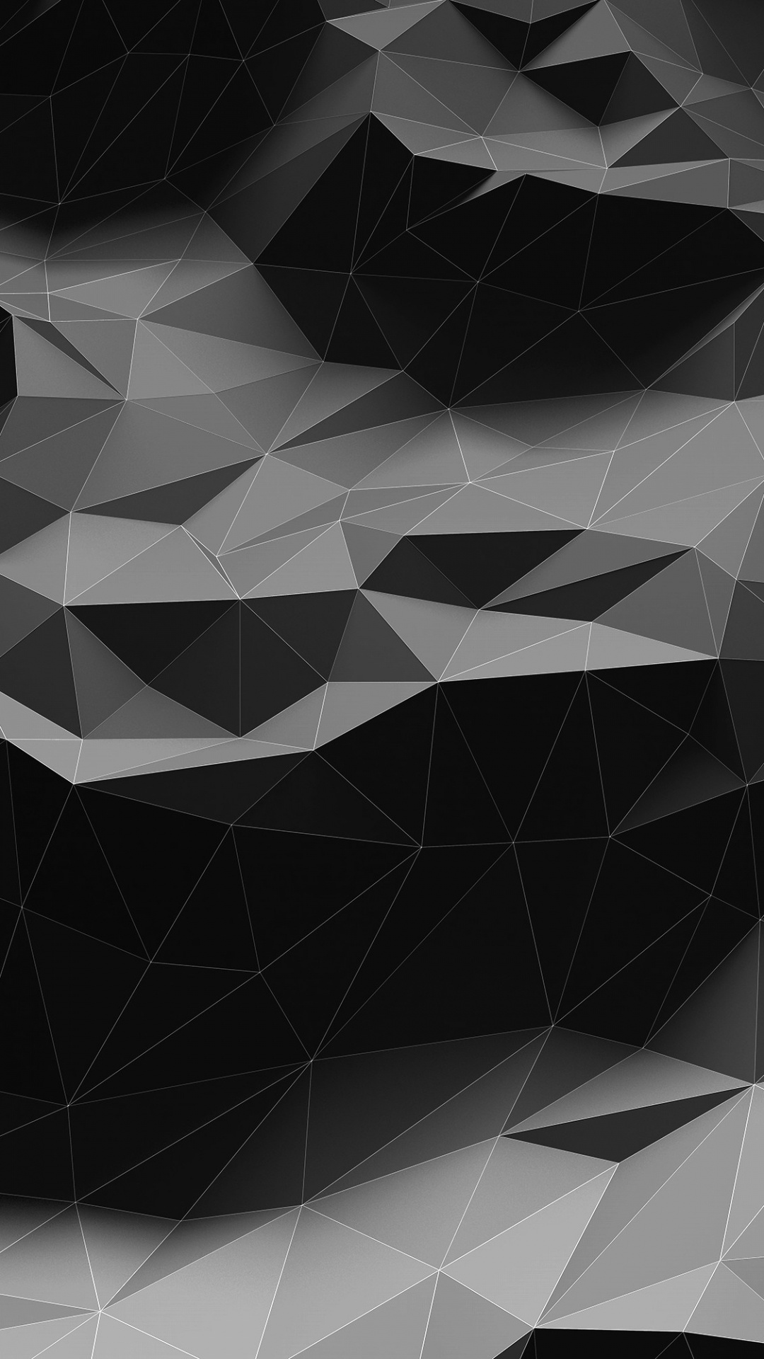 Обои Низкий поли, треугольник, полигон, черный, узор в разрешении 1080x1920
