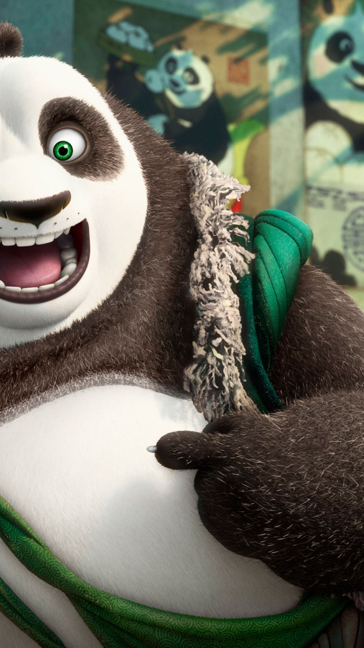 Обои Кунг фу Панда, Кунг фу Панда 3, морда, гигантская панда, Джек Блэк в разрешении 720x1280