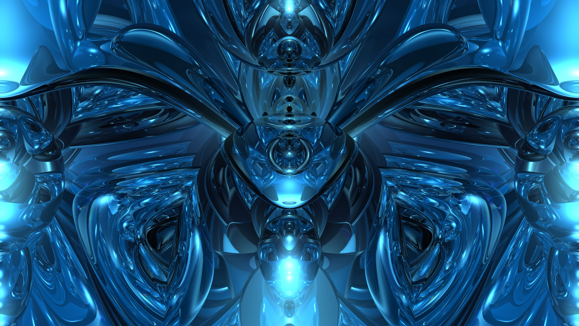 Обои фигура, синий, фрактальное искусство, электрик, металл в разрешении 1920x1080