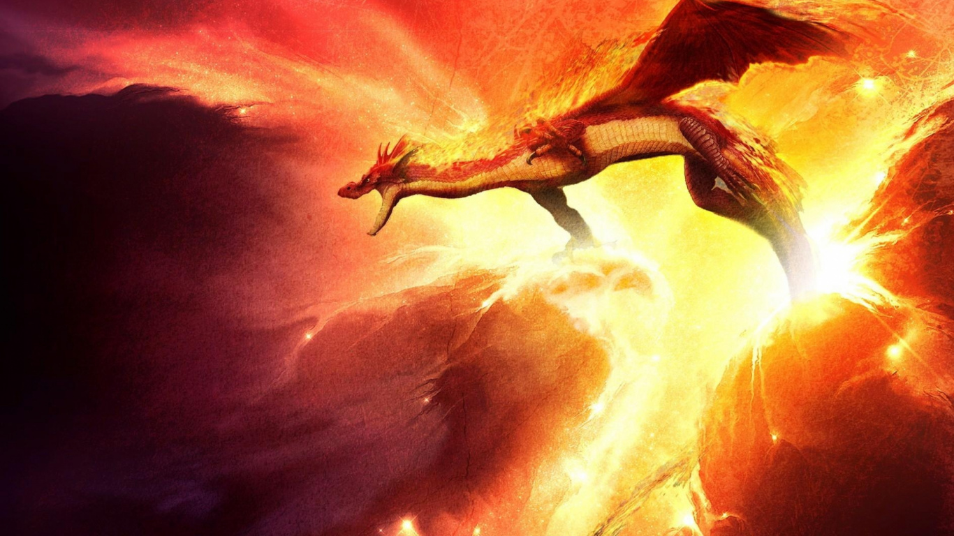 Обои тепло, огонь, дракон, рот, явление в разрешении 1366x768