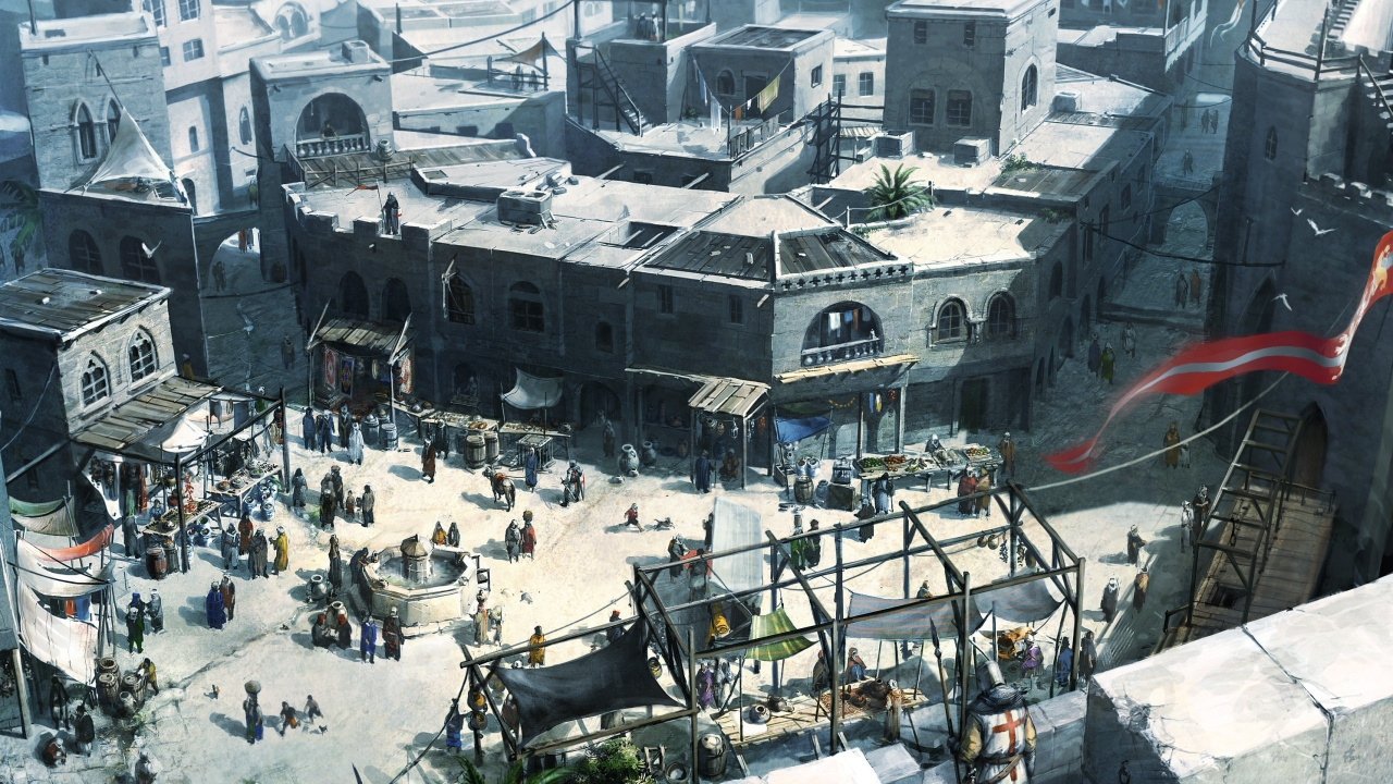 Обои ассассинс Крид братство, город, городок, метрополия, здание в разрешении 1280x720