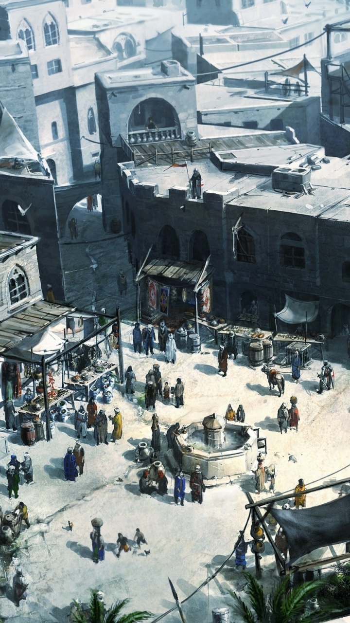 Обои ассассинс Крид братство, город, городок, метрополия, здание в разрешении 720x1280