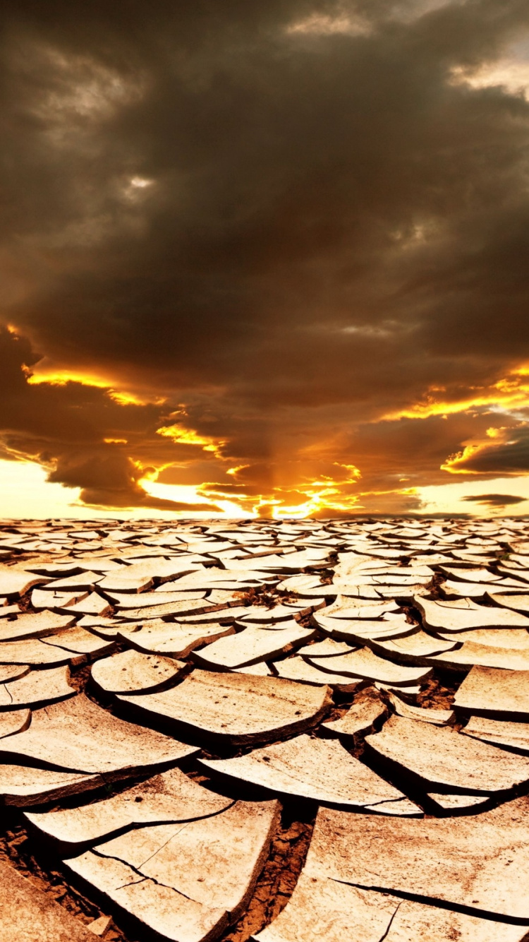 Обои засуха, пустыня, почва, облако, горизонт в разрешении 750x1334