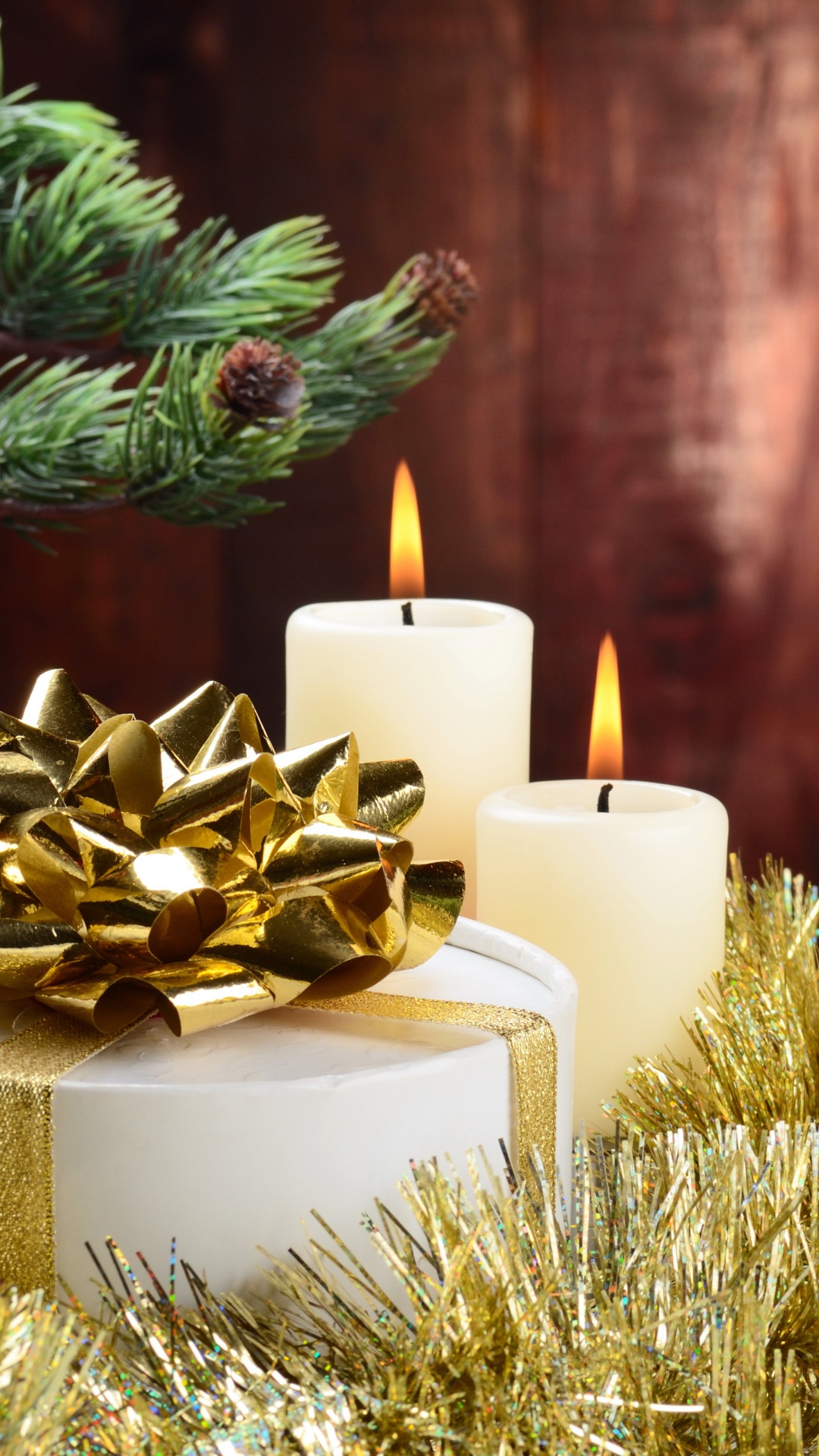 Обои Рождественский день, Новый год, дерево, Рождественские украшения, пихта в разрешении 1080x1920