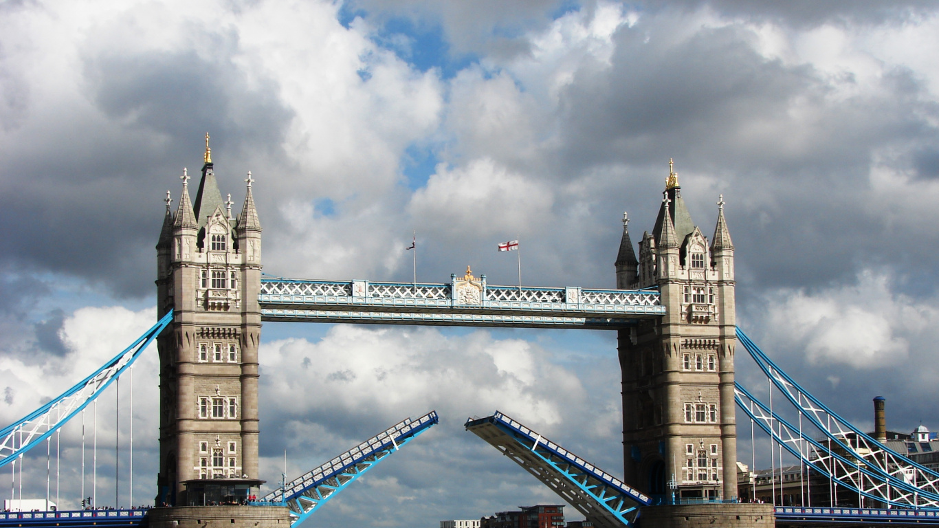 Обои тауэрский мост, лондонский Тауэр, река темза, подвесной мост, мост в разрешении 1366x768