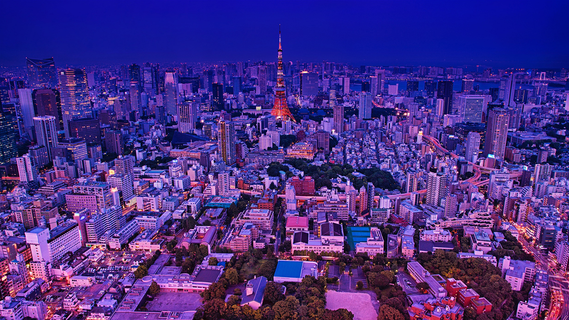 Обои Токио, токийская башня, город, городской пейзаж, городской район в разрешении 1920x1080