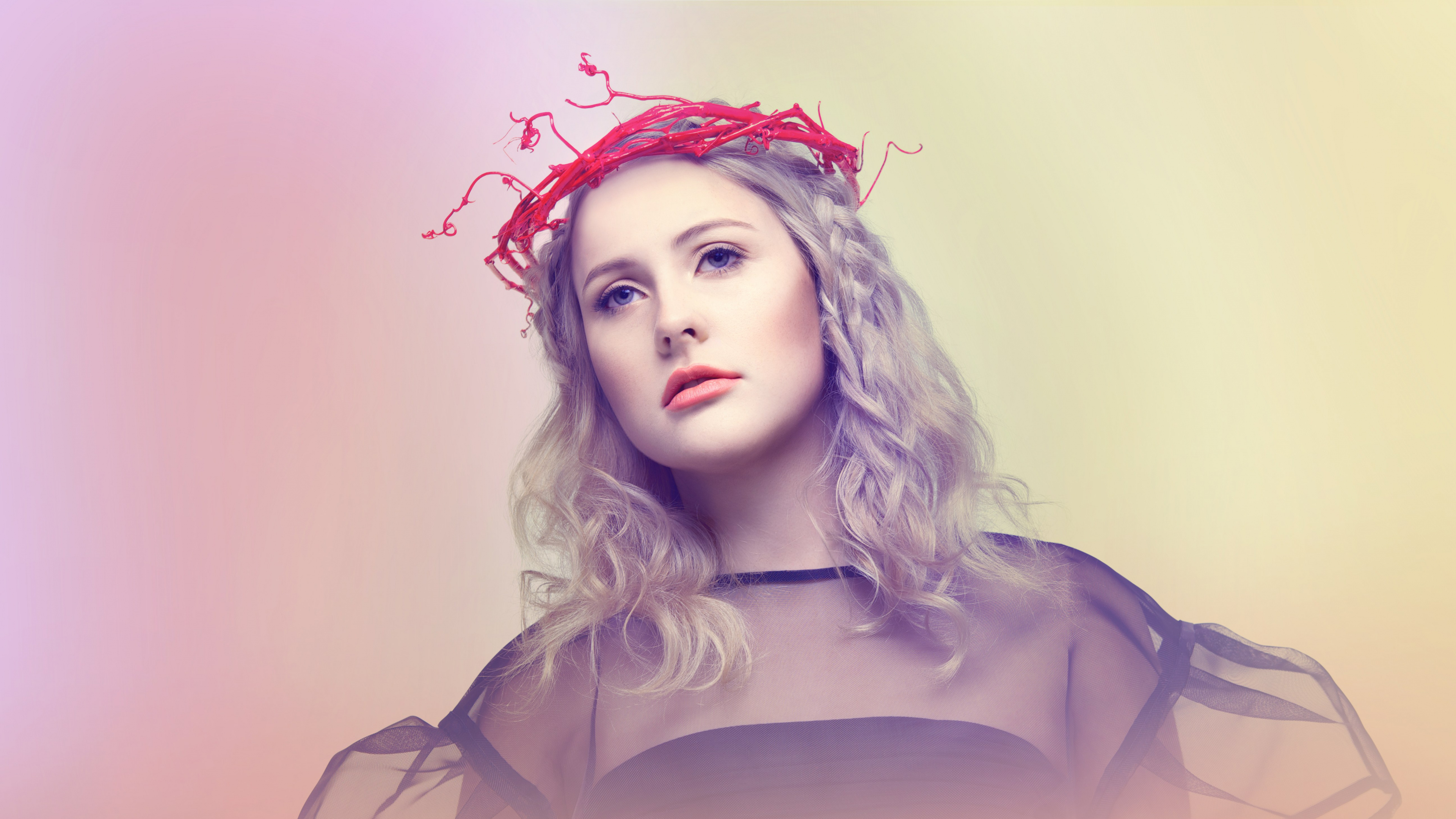 Обои Люси Невилл, волосы, лицо, губа, розовый в разрешении 3840x2160