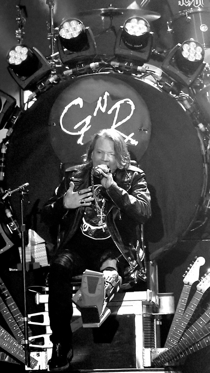 Обои Not in This Lifetime Tour, Guns N Roses, музыкант, черный, монохромный в разрешении 720x1280