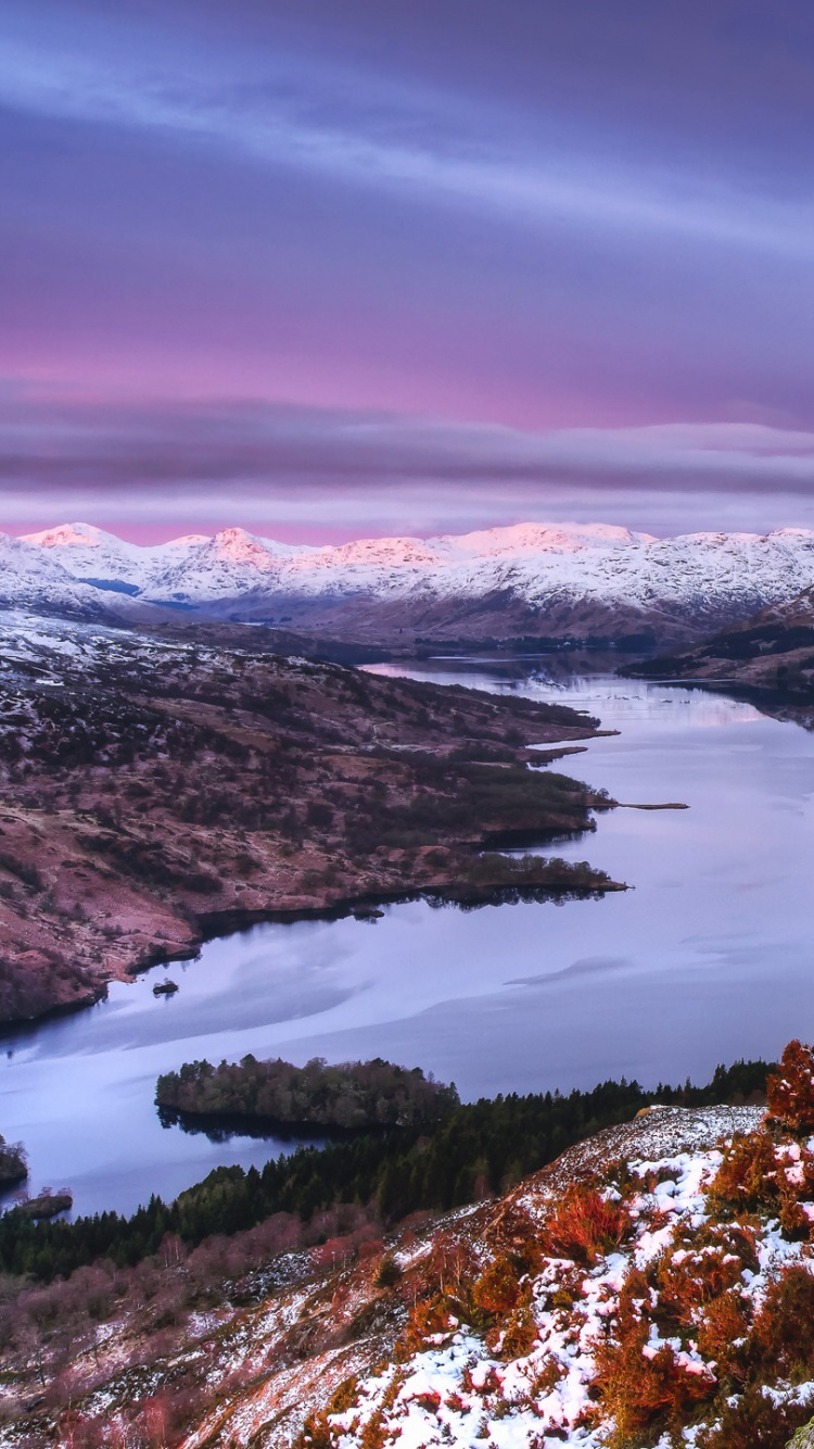 Обои горный рельеф, гора, снег, дикая местность, зима в разрешении 750x1334