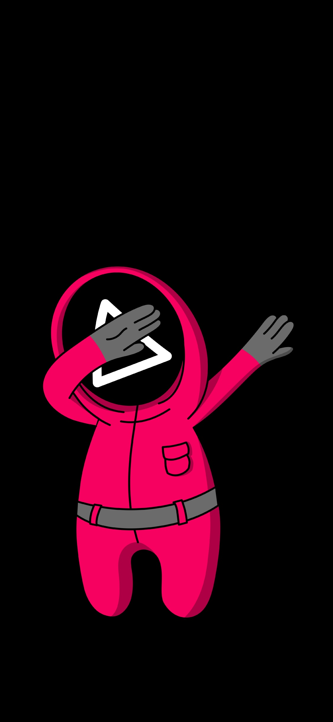Обои андроид, смартфон, жест, розовый, мультфильм в разрешении 1125x2436