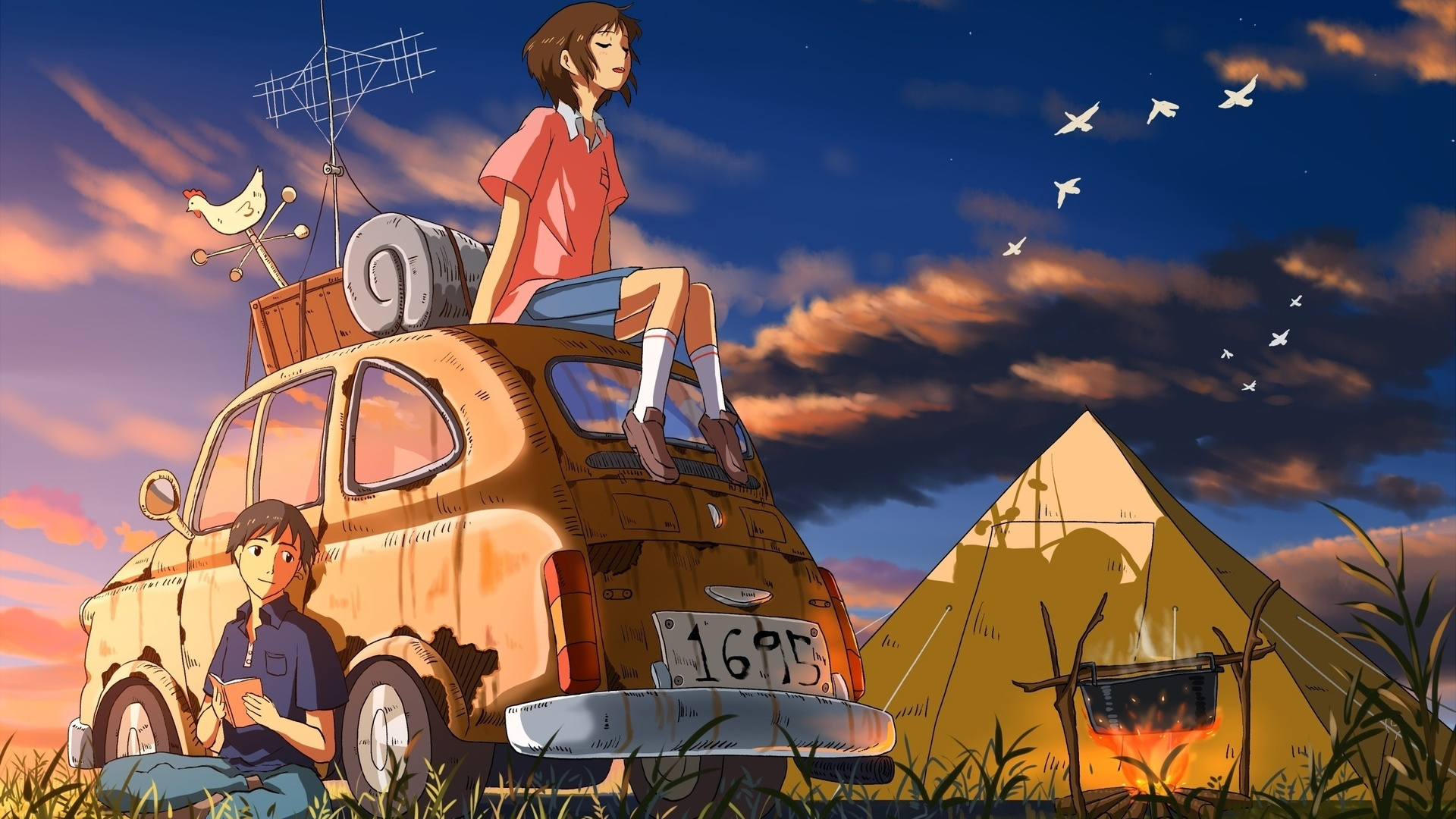 Обои мультфильм, иллюстрация, небо, фикция, фантастика в разрешении 1920x1080