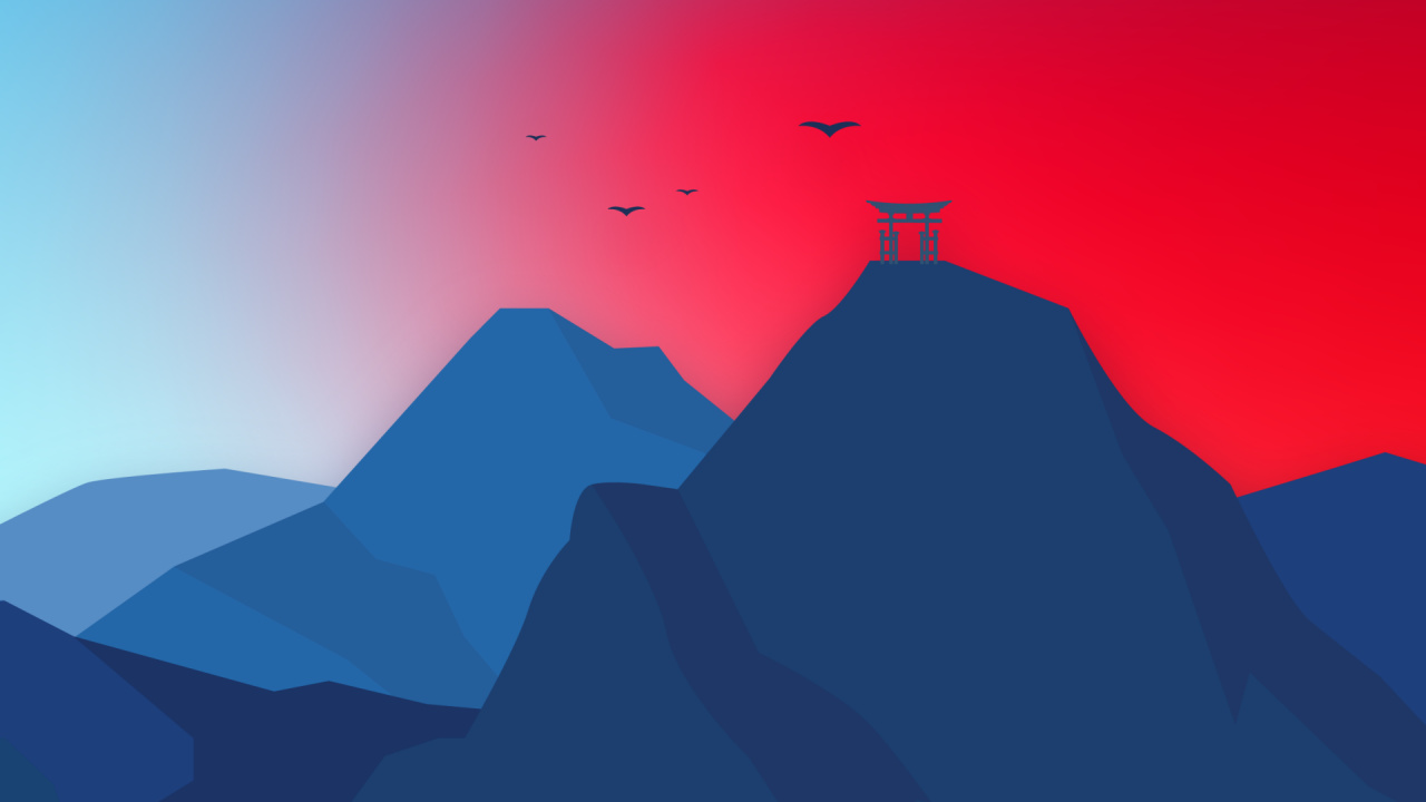 Обои атмосфера, гора, птица, пейзаж, склон в разрешении 1280x720