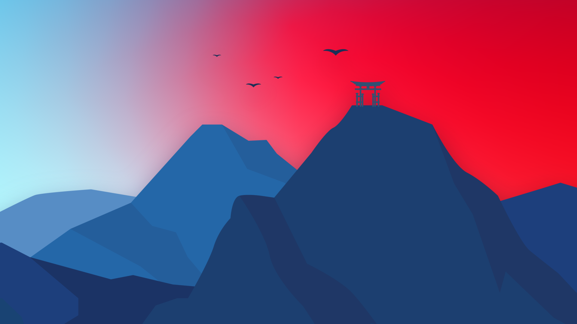 Обои атмосфера, гора, птица, пейзаж, склон в разрешении 1920x1080