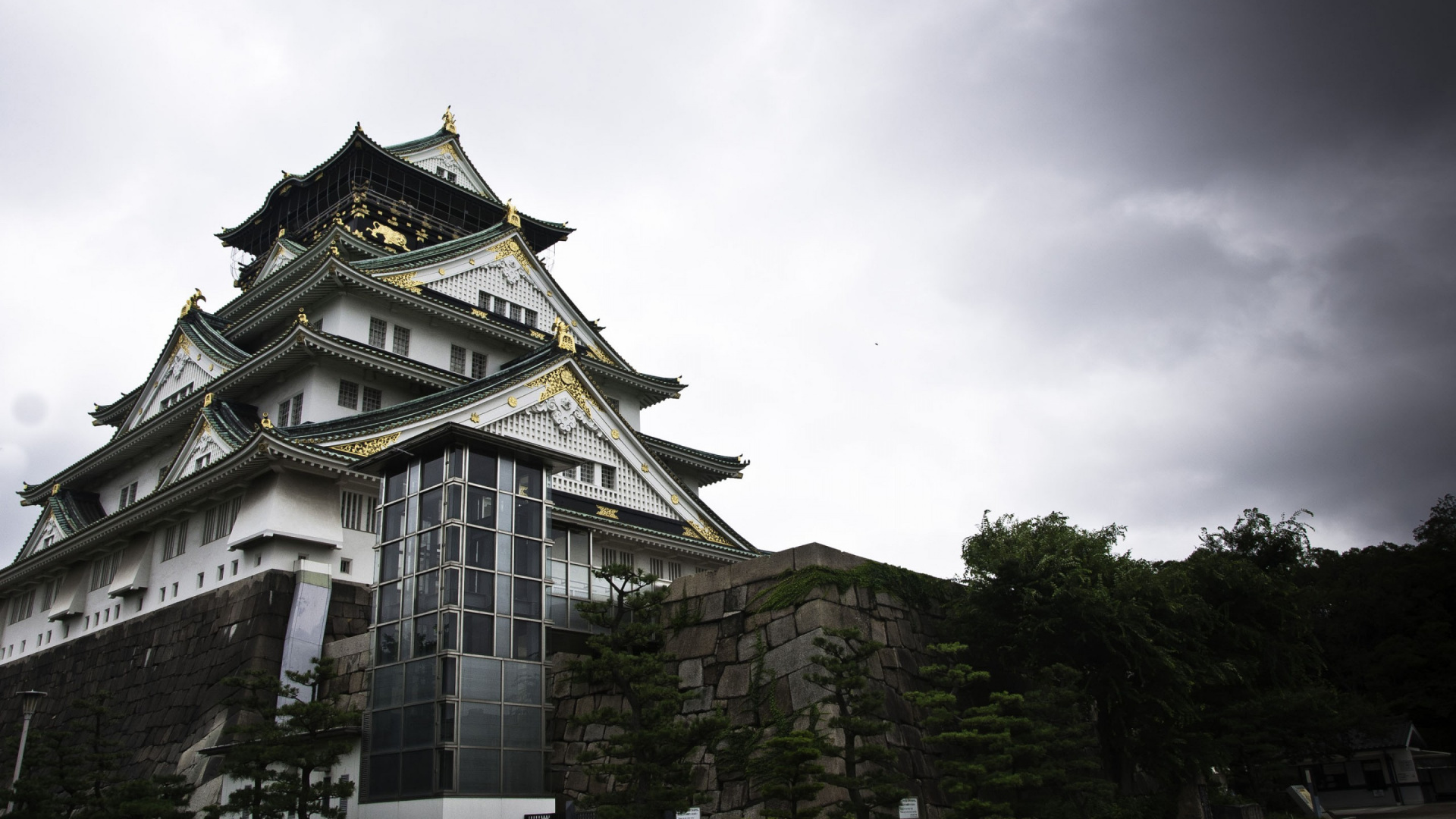 Обои замок Осака, замок, архитектура, китайская архитектура, ориентир в разрешении 1920x1080