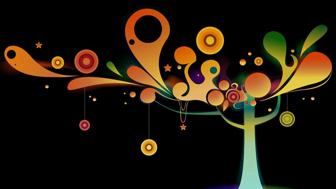 Обои графический дизайн, иллюстрация, круг, абстрактное искусство, ночь в разрешении 1280x720