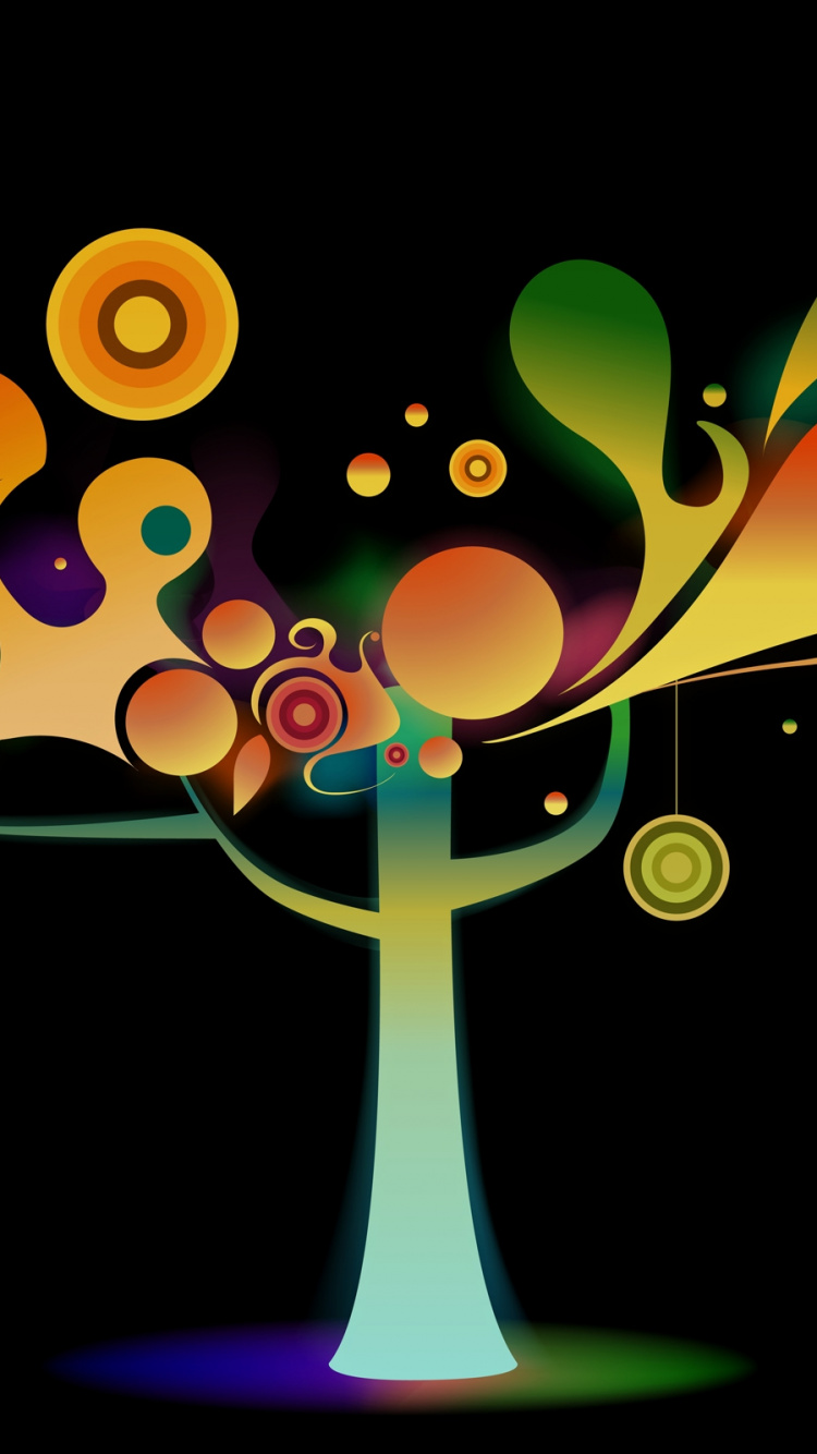 Обои графический дизайн, иллюстрация, круг, абстрактное искусство, ночь в разрешении 750x1334