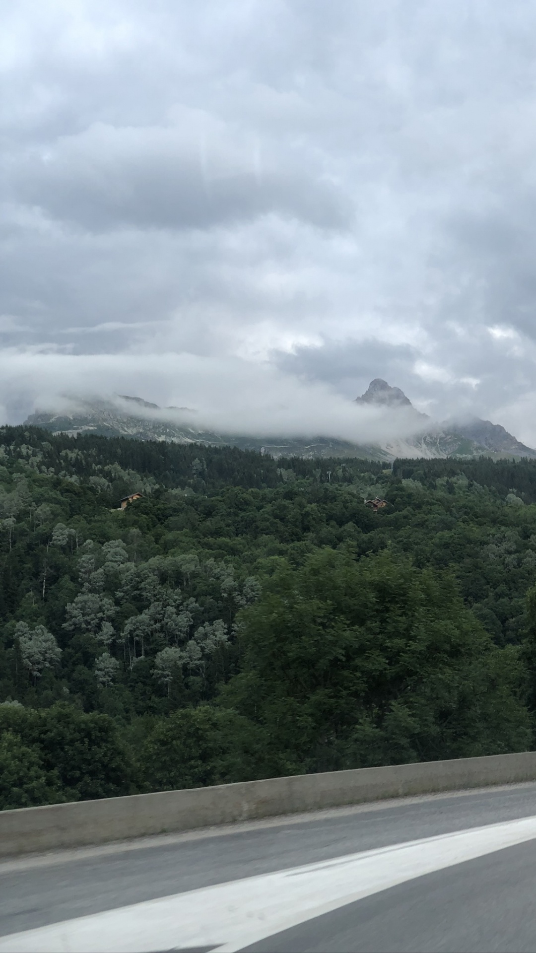 Обои дорога, растительность, дорожное покрытие, облако, горный рельеф в разрешении 1080x1920