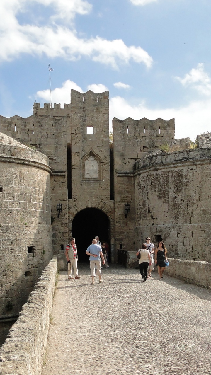 Обои Средневековый город Родос, Укреплений Родоса, Ворота Амбуаз, фортификация, замок в разрешении 720x1280