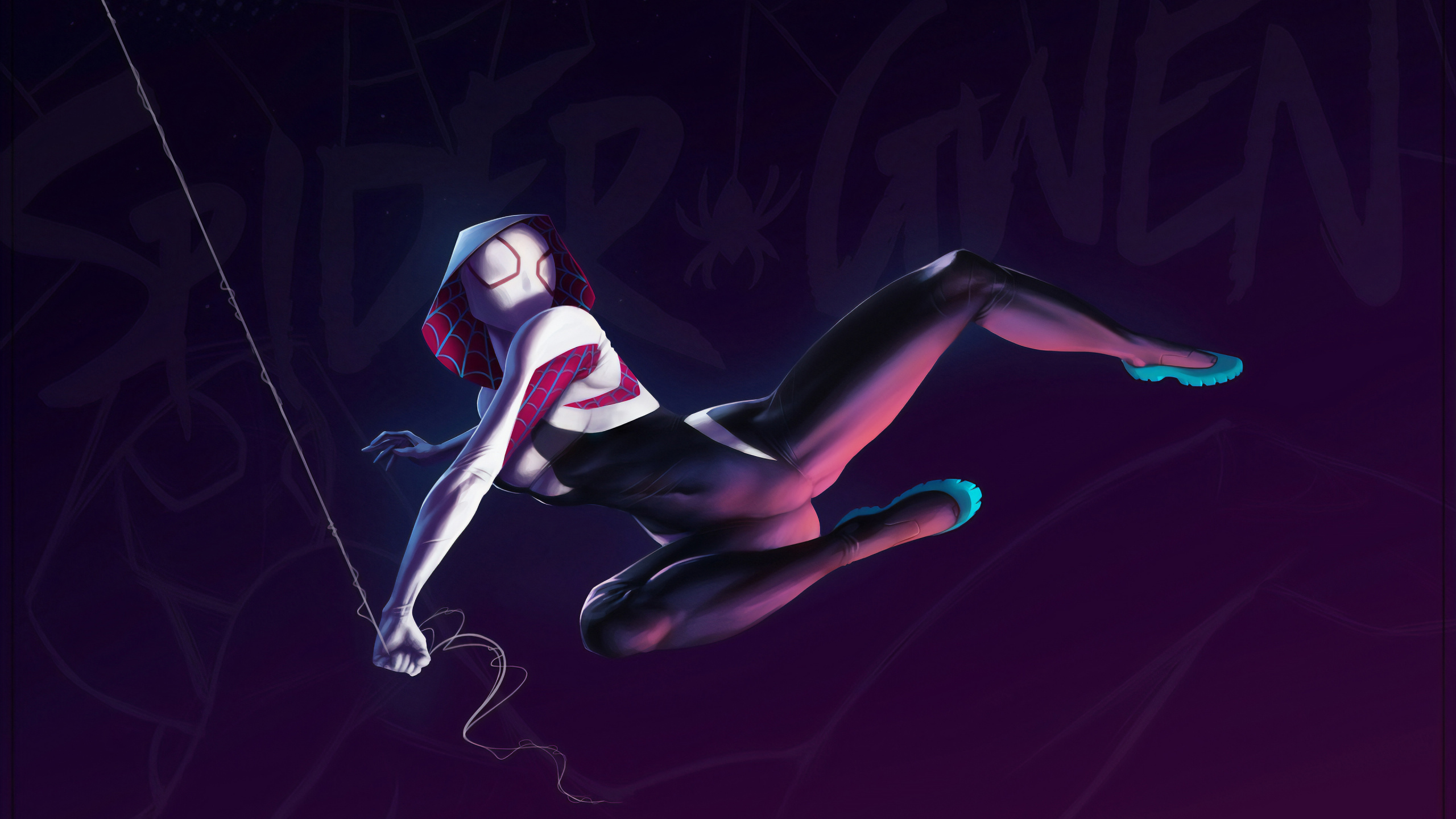 Обои Гвен Стейси, человек-паук, красный цвет, иллюстрация, графический дизайн в разрешении 2560x1440