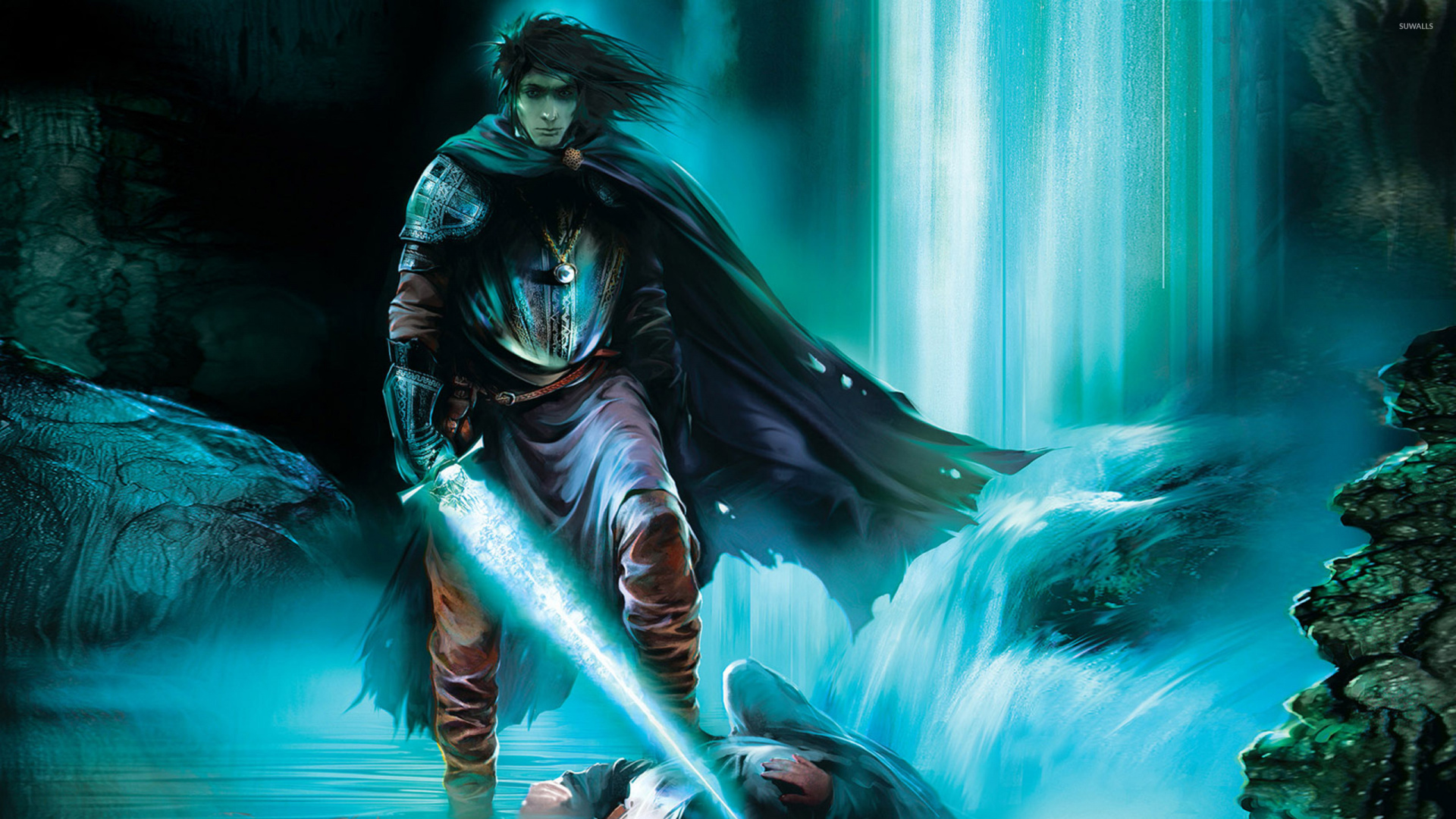 Обои воин, фэнтези, темнота, арт, эльф в разрешении 1920x1080