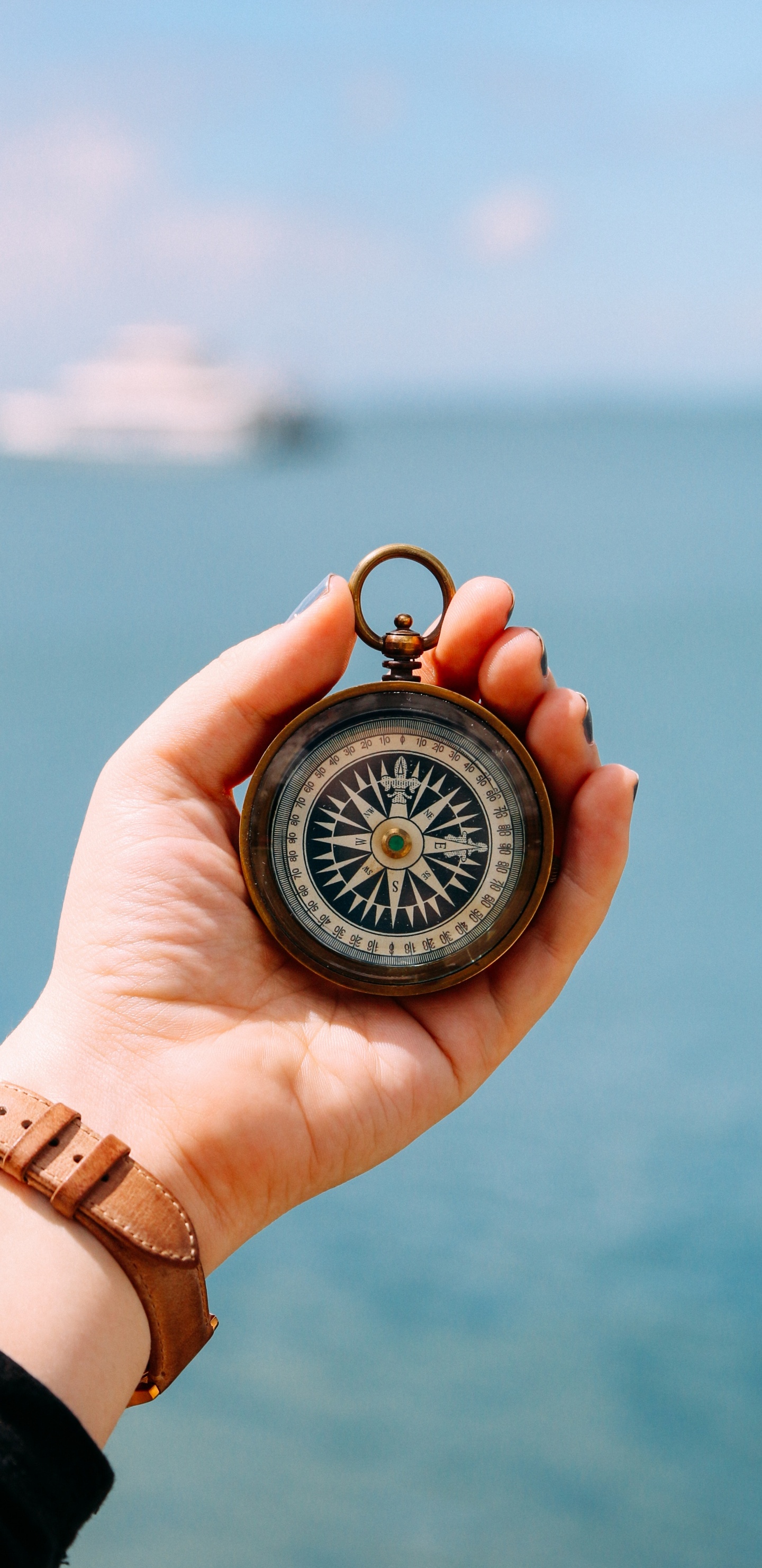 Обои компас, часы, кулон, модный аксессуар, ювелирные изделия в разрешении 1440x2960