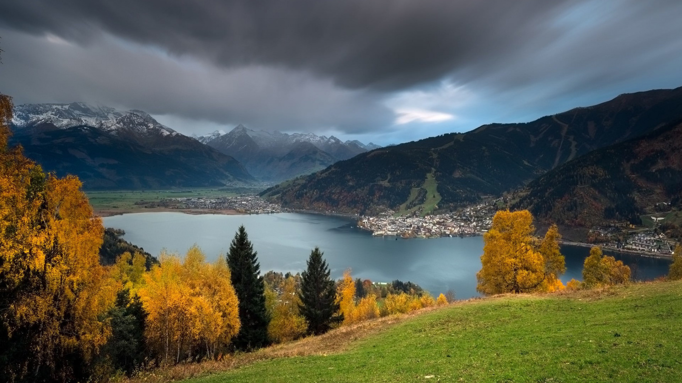 Обои природа, гора, нагорье, озеро, дикая местность в разрешении 1366x768