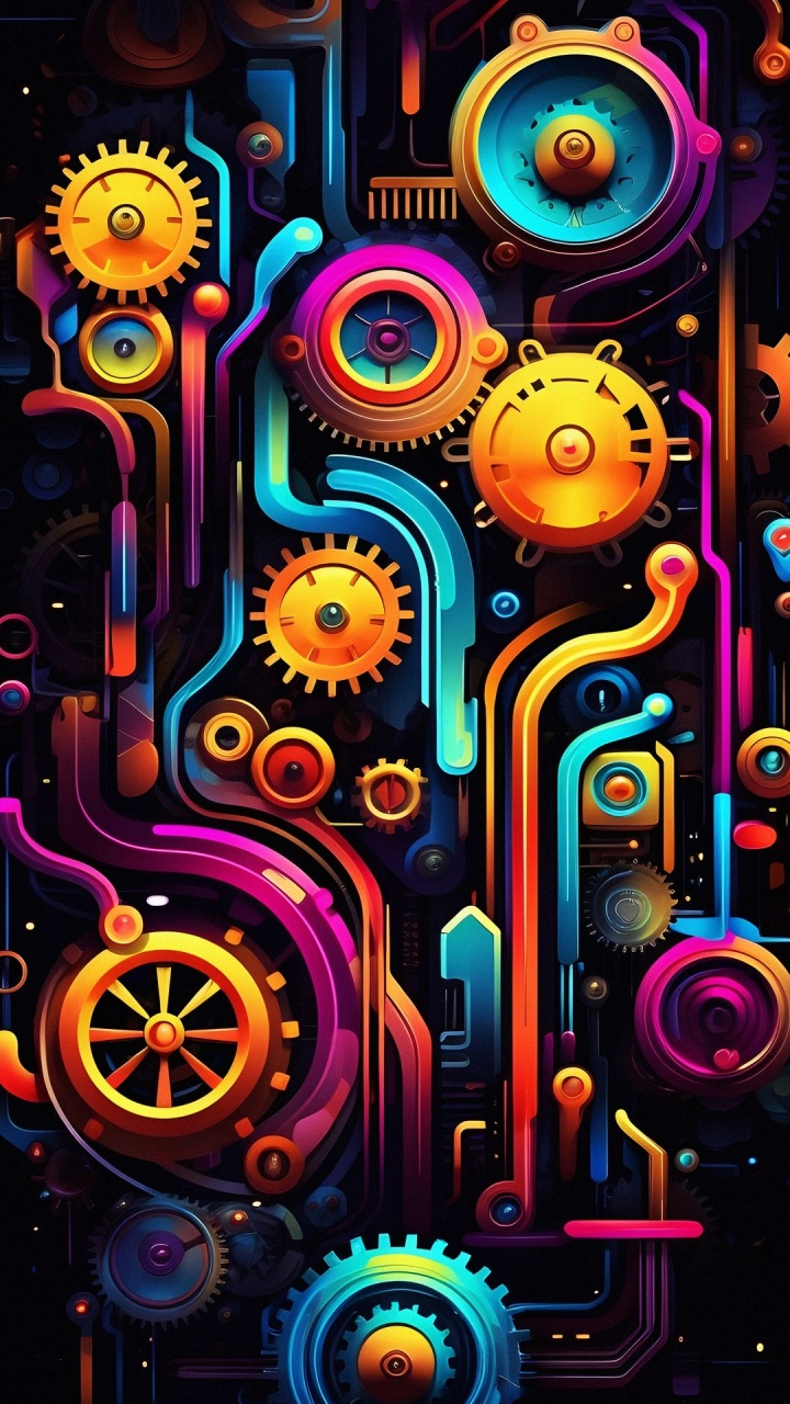 Обои неон, луназ, ios, свет, арт в разрешении 720x1280