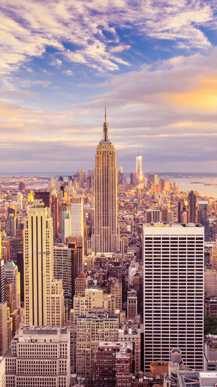 Обои Манхеттен, городской пейзаж, город, городской район, метрополия в разрешении 750x1334