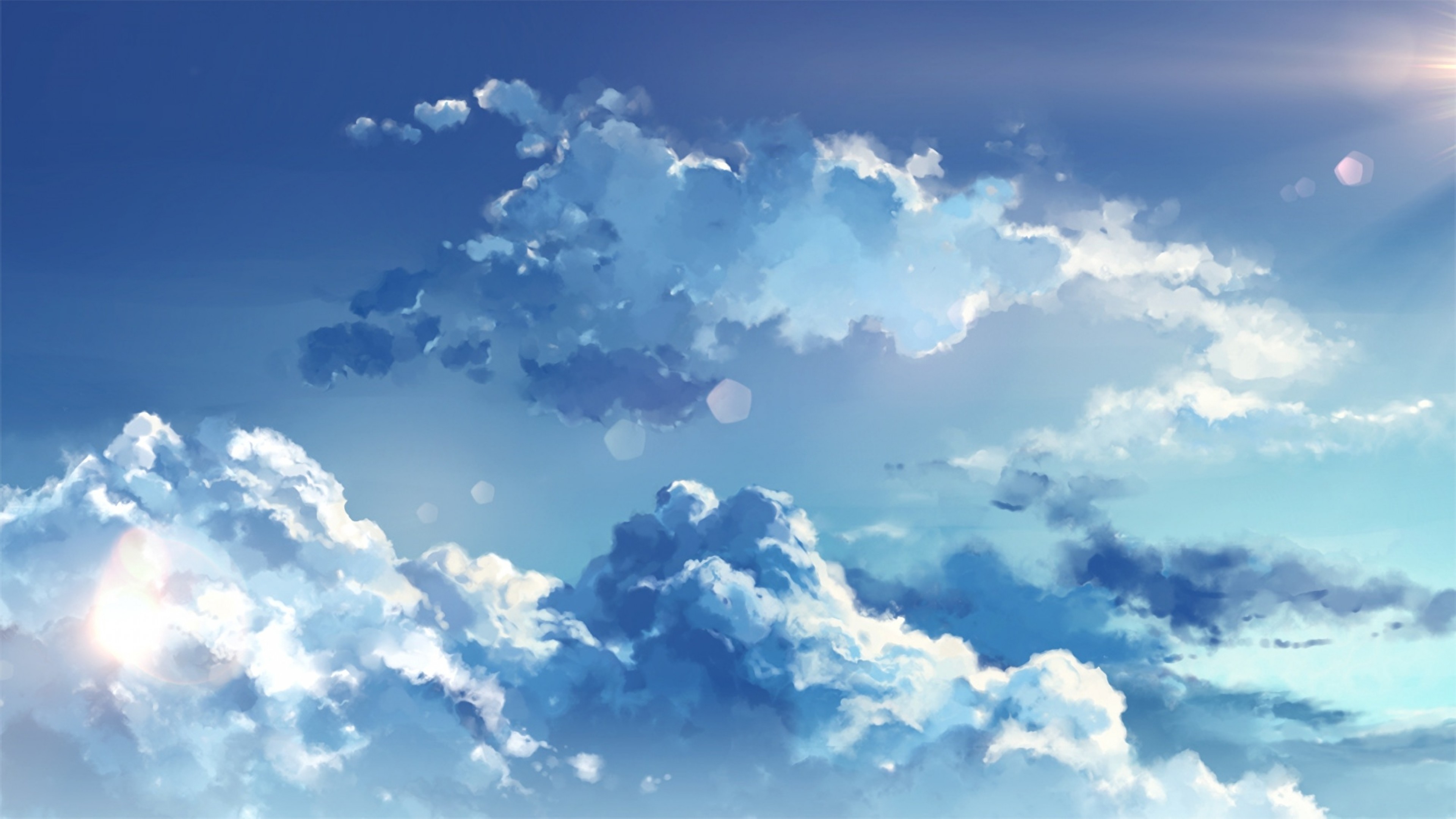 Обои аниме небо, облако, аниме, атмосфера, лазурный в разрешении 3840x2160