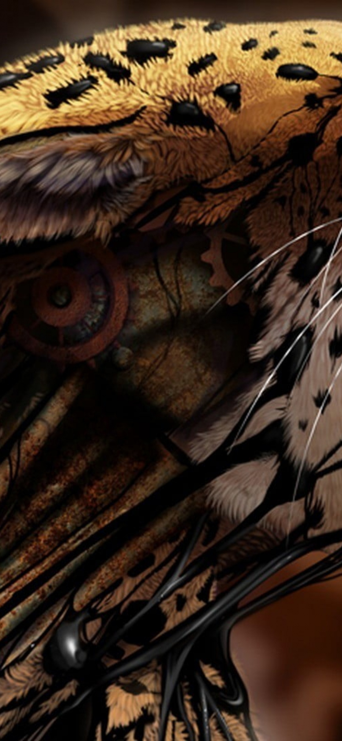 Обои цифровое искусство, скульптура, кошачьих, древесина, статуя в разрешении 1125x2436