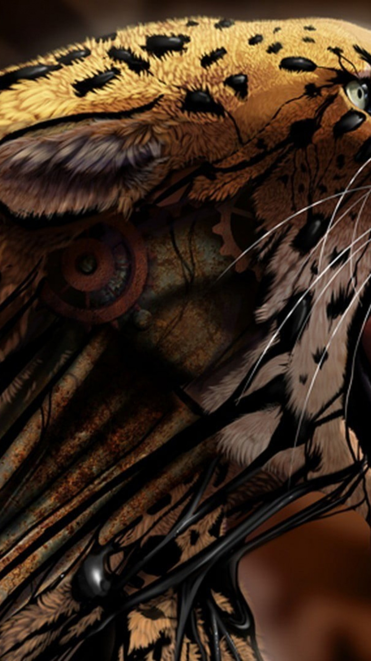 Обои цифровое искусство, скульптура, кошачьих, древесина, статуя в разрешении 750x1334