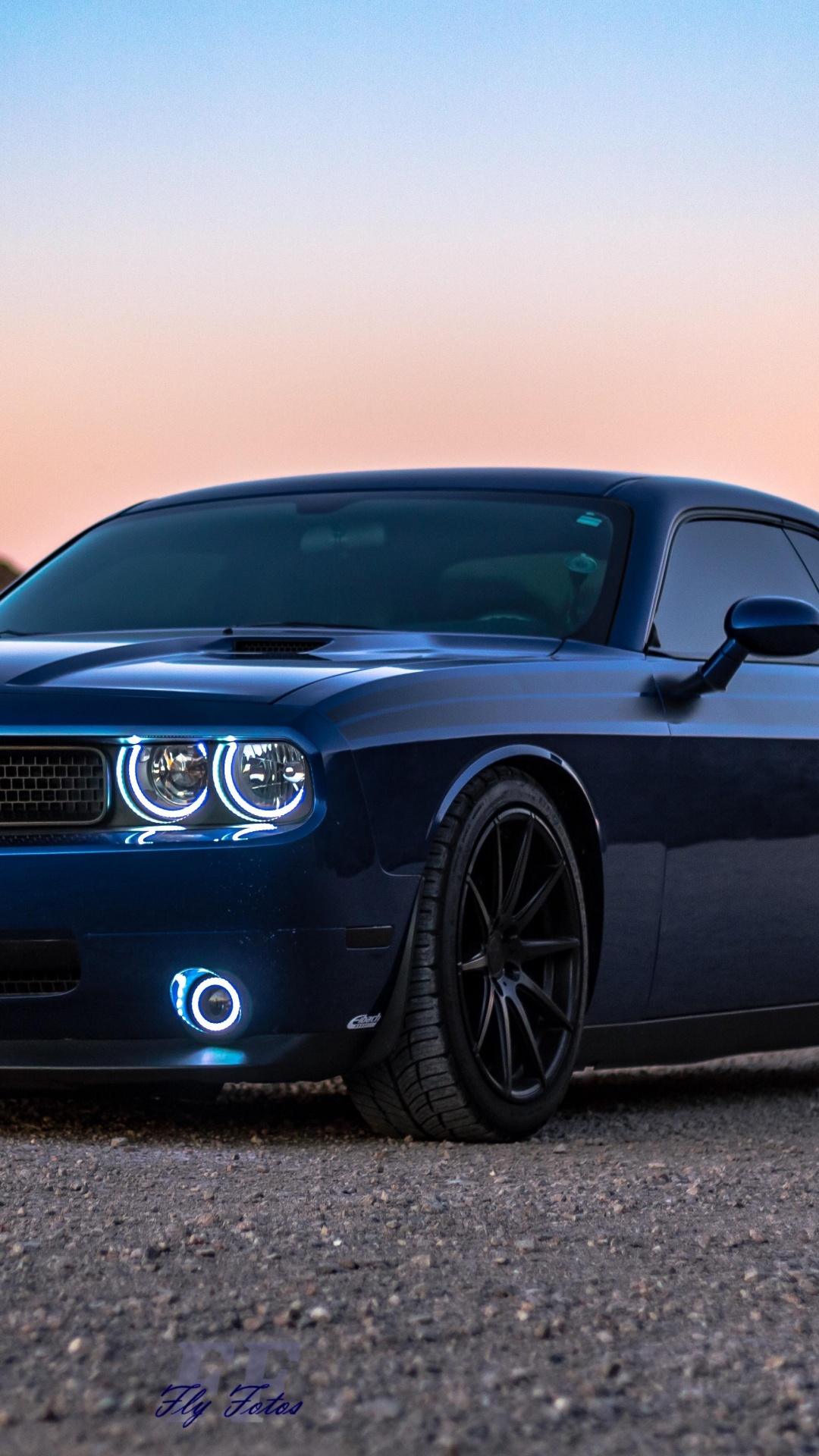 Обои dodge, авто, синий, обод, мускул кар в разрешении 1080x1920