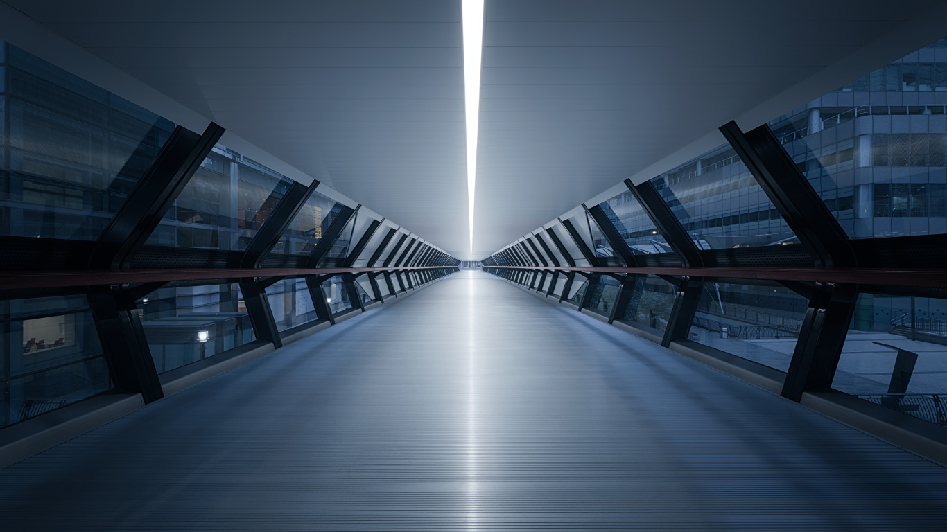 Обои свет, синий, архитектура, освещение, симметрия в разрешении 1366x768