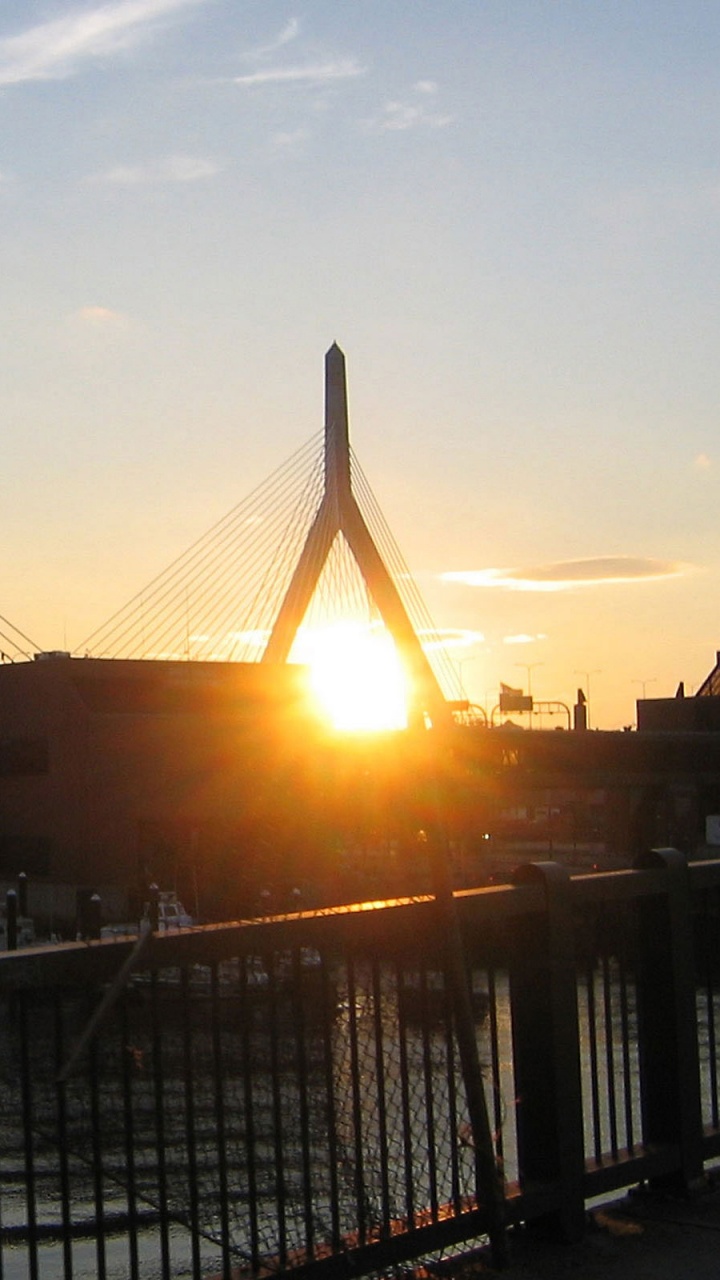 Обои подвесной мост, вантовый мост, мост, extradosed мост, закат в разрешении 720x1280