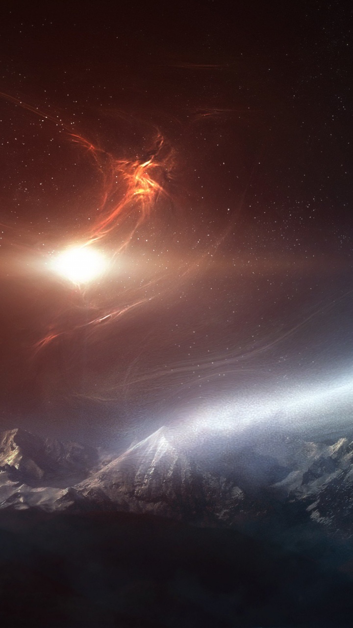 Обои атмосфера, космическое пространство, космос, астрономический объект, горизонт в разрешении 720x1280